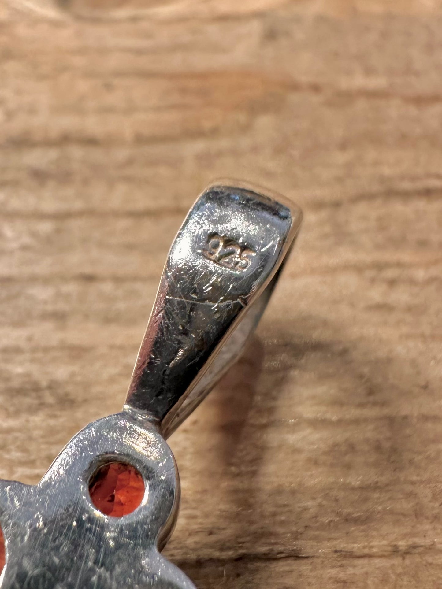 Vintage Druzy and Garnet 925 Silver Pendant