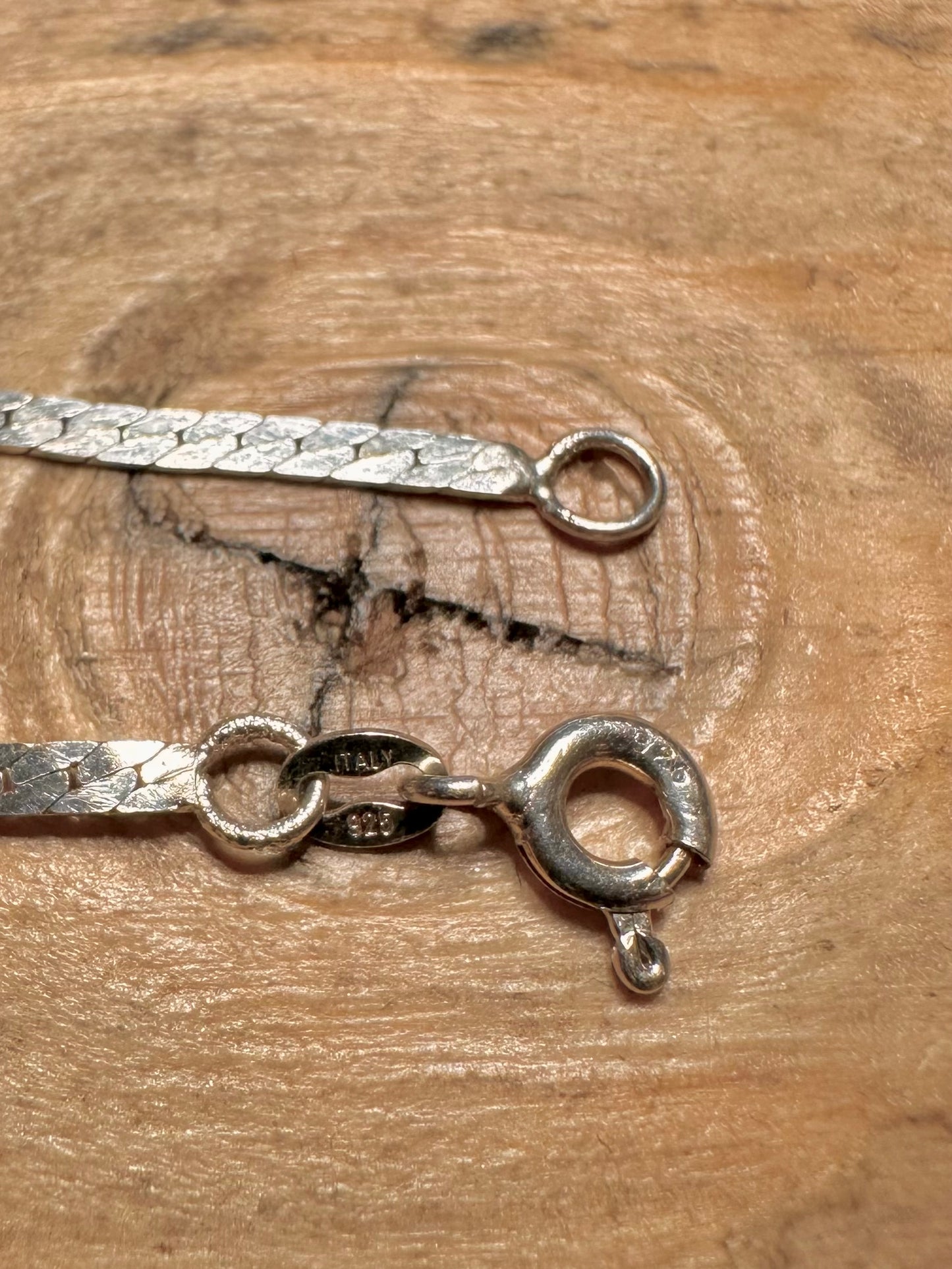 Vintage Flat Link Italy 925 Silver 6.6 inch Bracelet