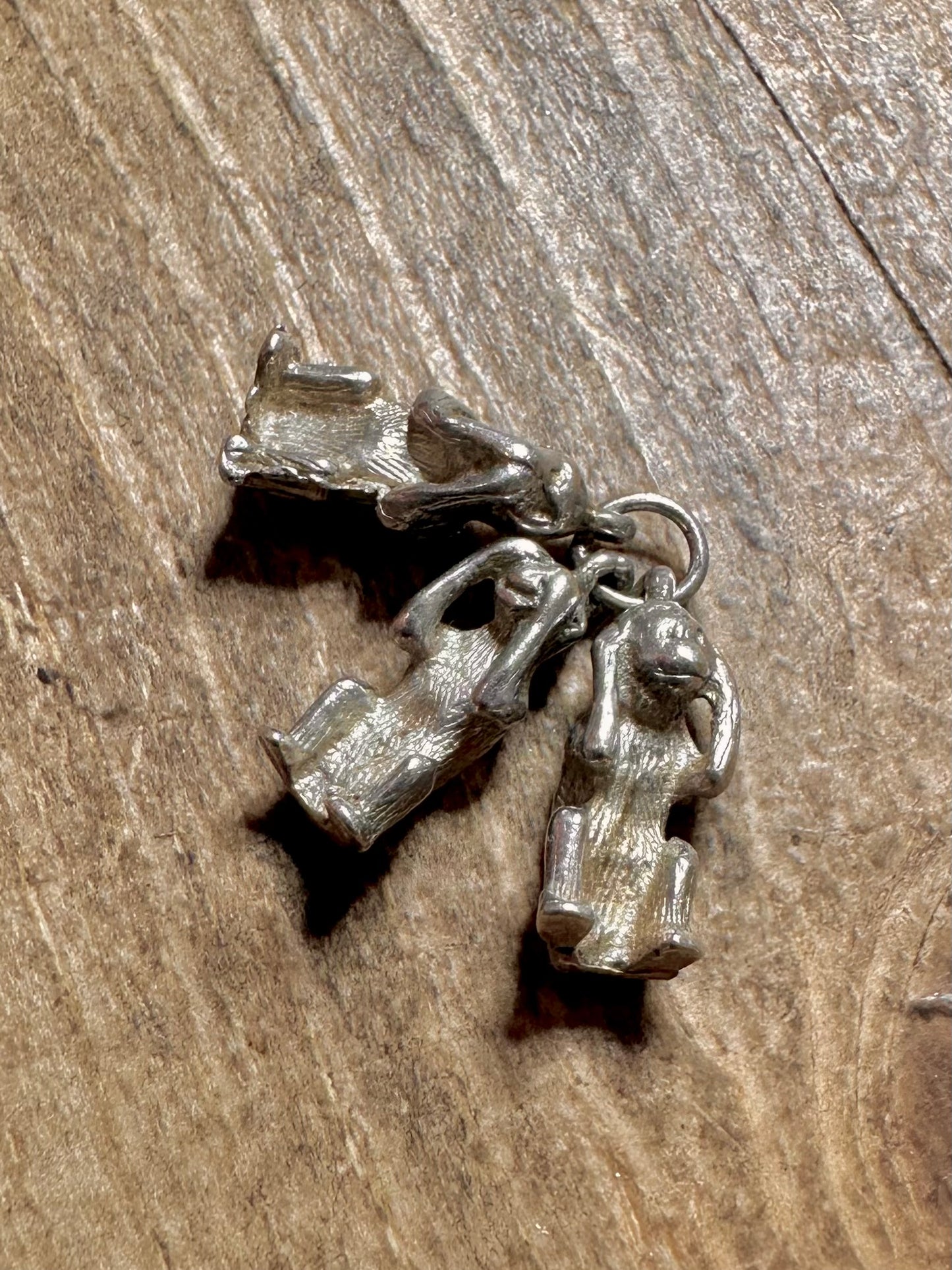 Vintage Three Wise Monkeys 925 Silver Charm Pendant