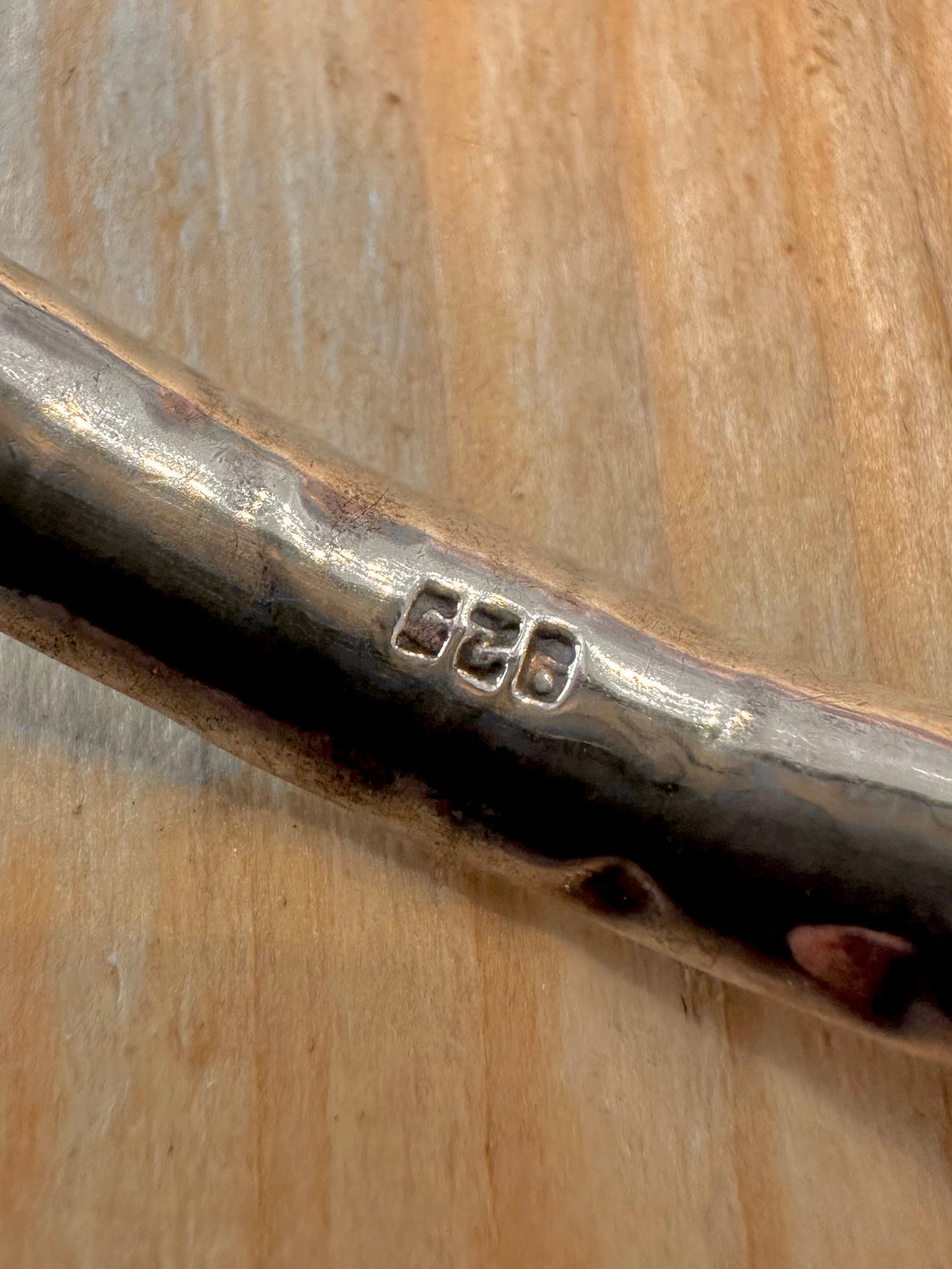 Abstract Hammered 925 Silver Bangle