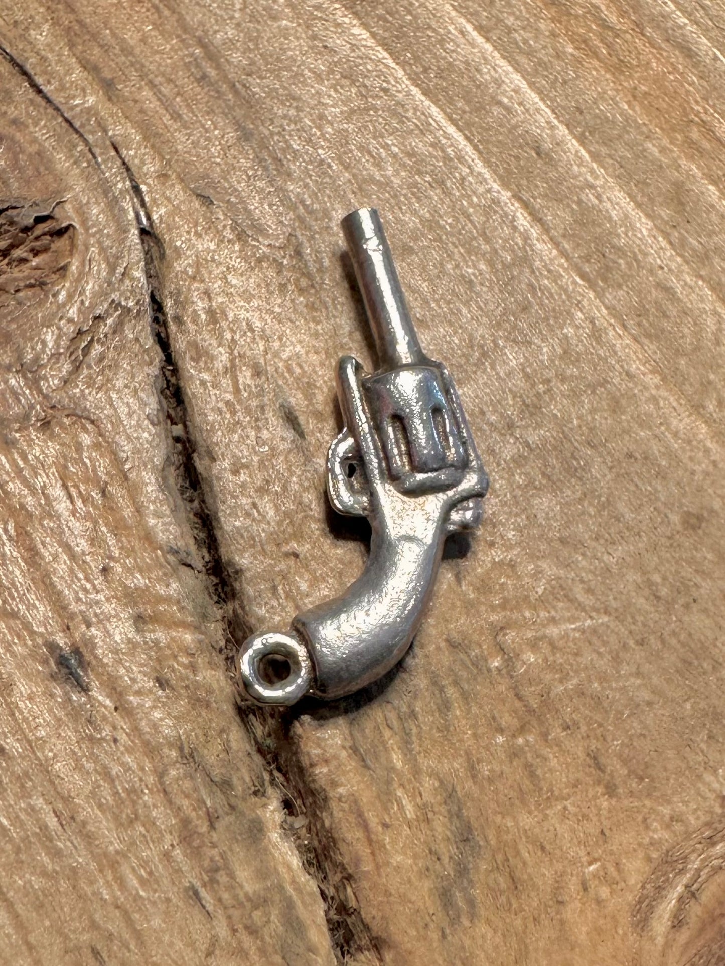 Vintage Revolver 925 Silver Charm Pendant