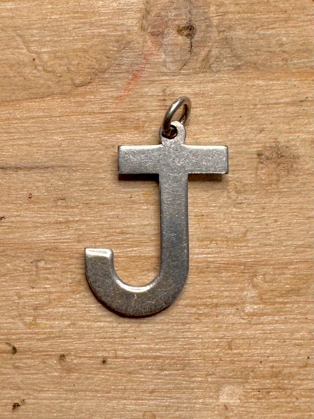 Vintage J Letter 925 Silver Pendant
