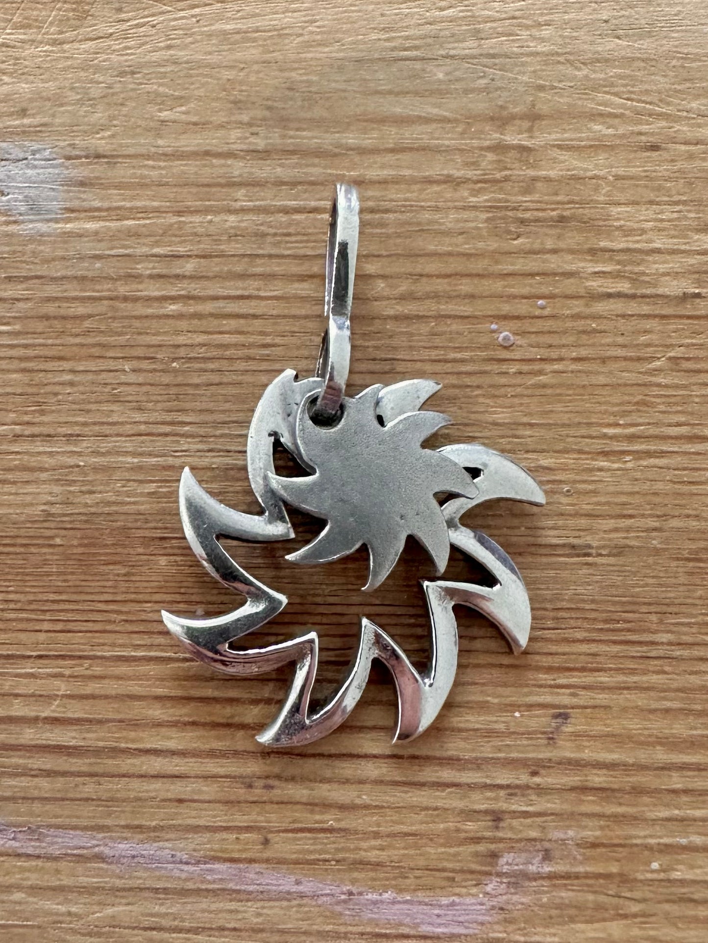 Vintage Double Spiky Swirl 925 Silver Pendant