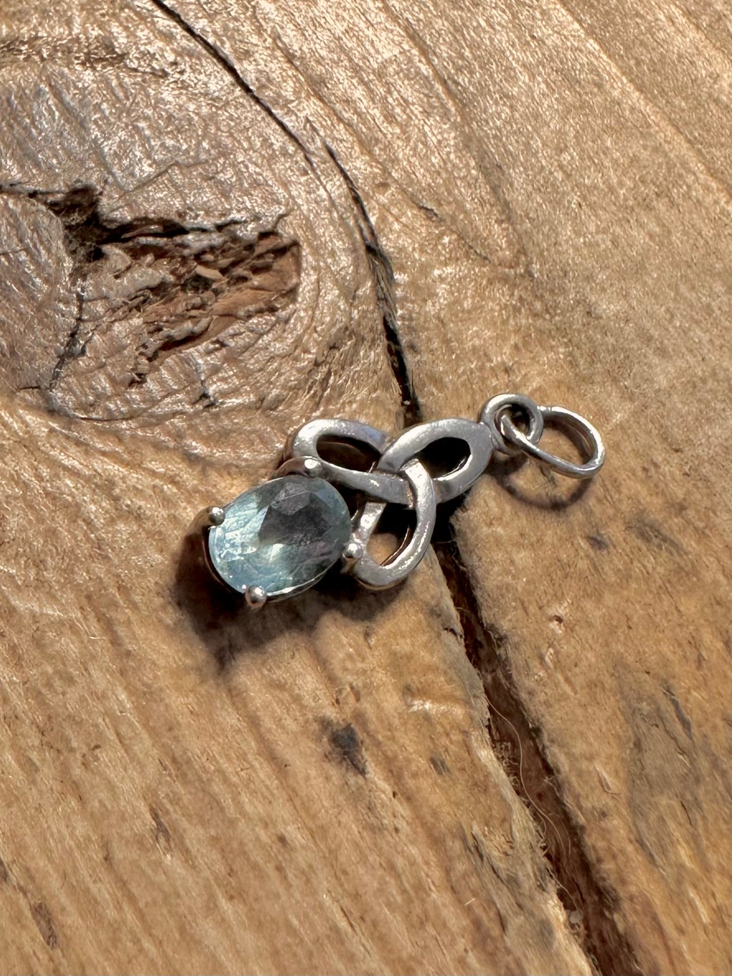 Vintage Blue Topaz Celtic 925 Silver Pendant
