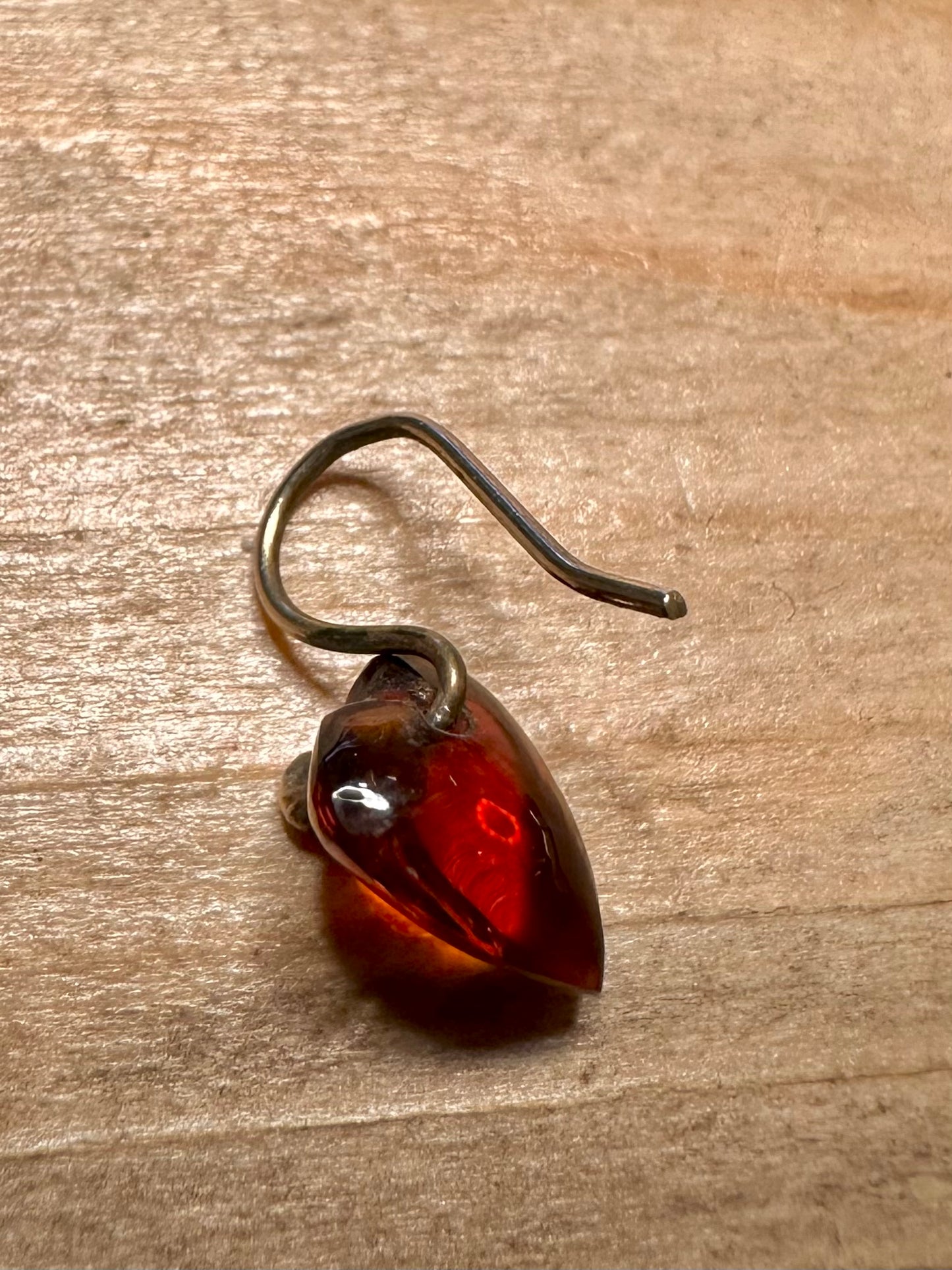 Vintage Amber Hearts Gold on 925 Silver Earrings