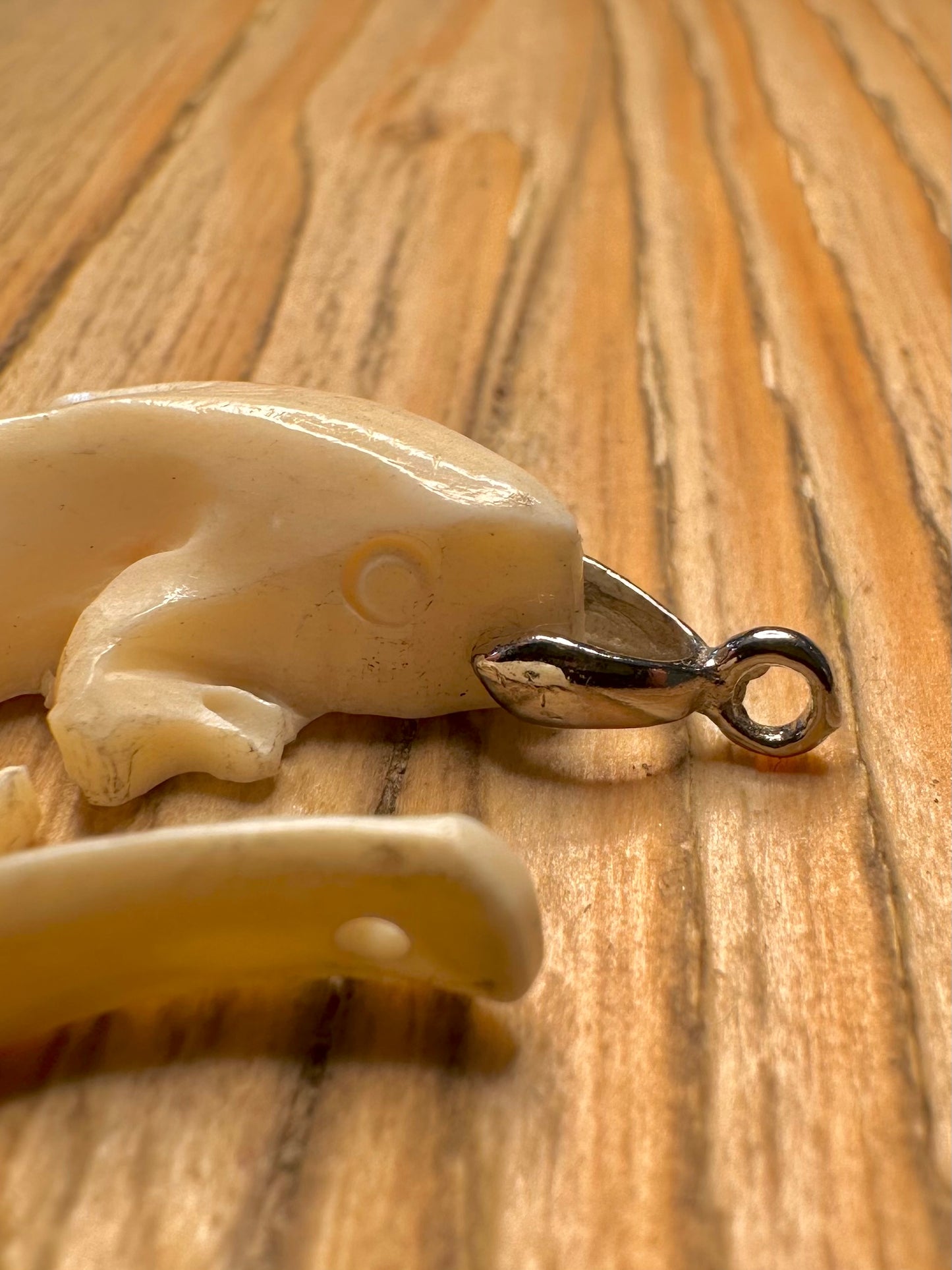 Vintage Bone Salamander 925 Sterling Silver Pendant