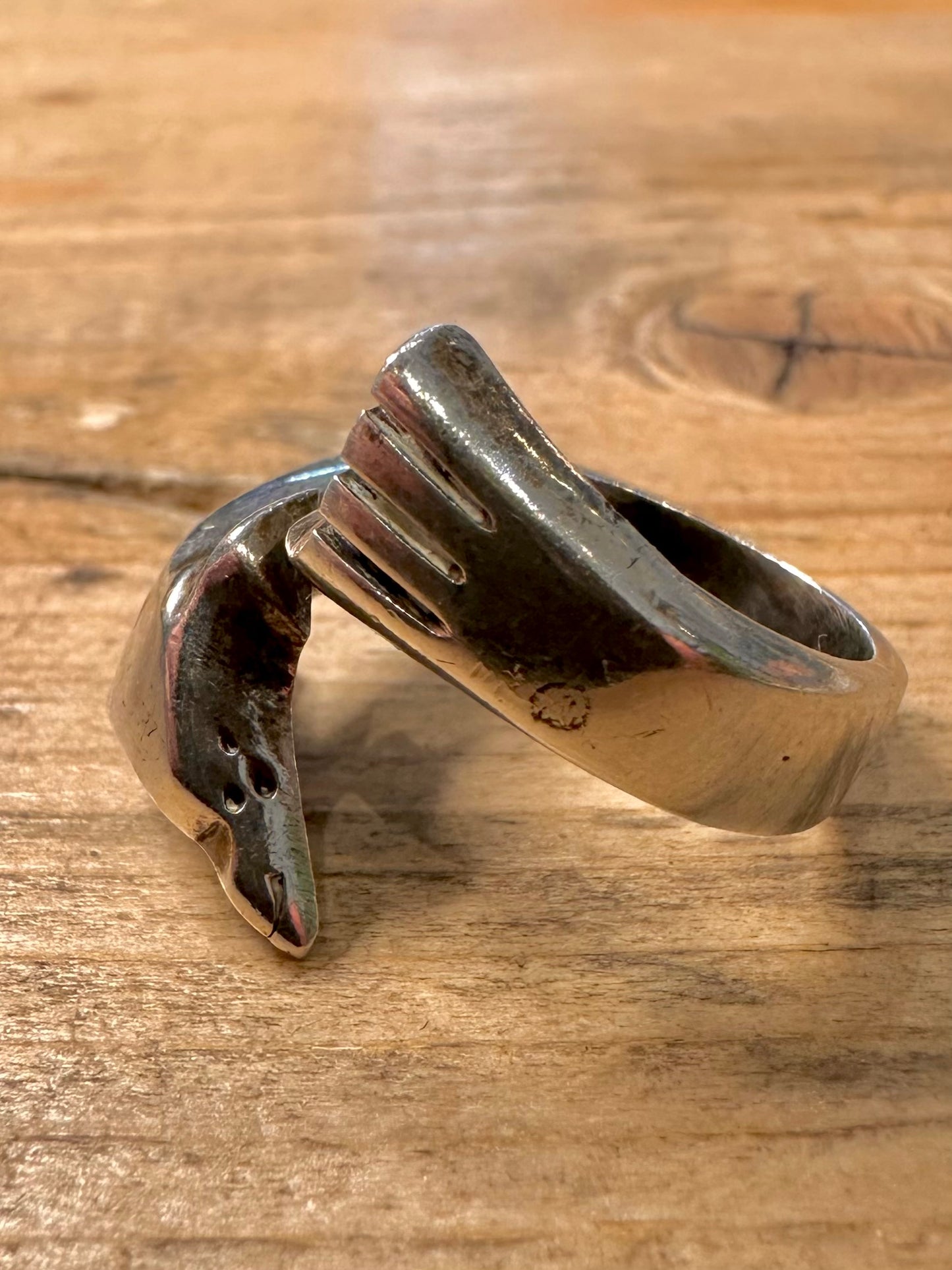 Abstract Dolphin Overlapping 925 Silver Size P Ring