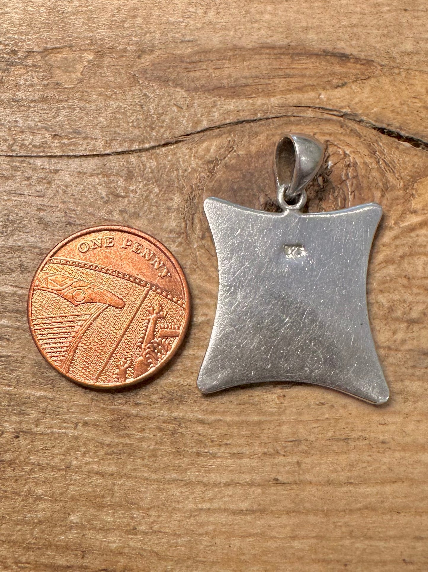Abstract Square Abalone 925 Silver Pendant