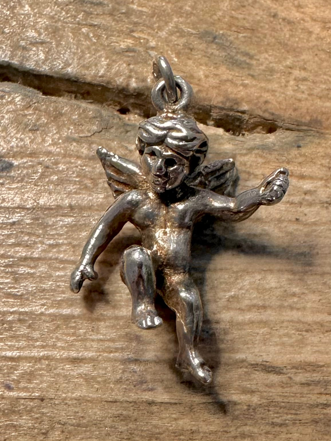 Vintage Cherub 925 Silver Charm Pendant