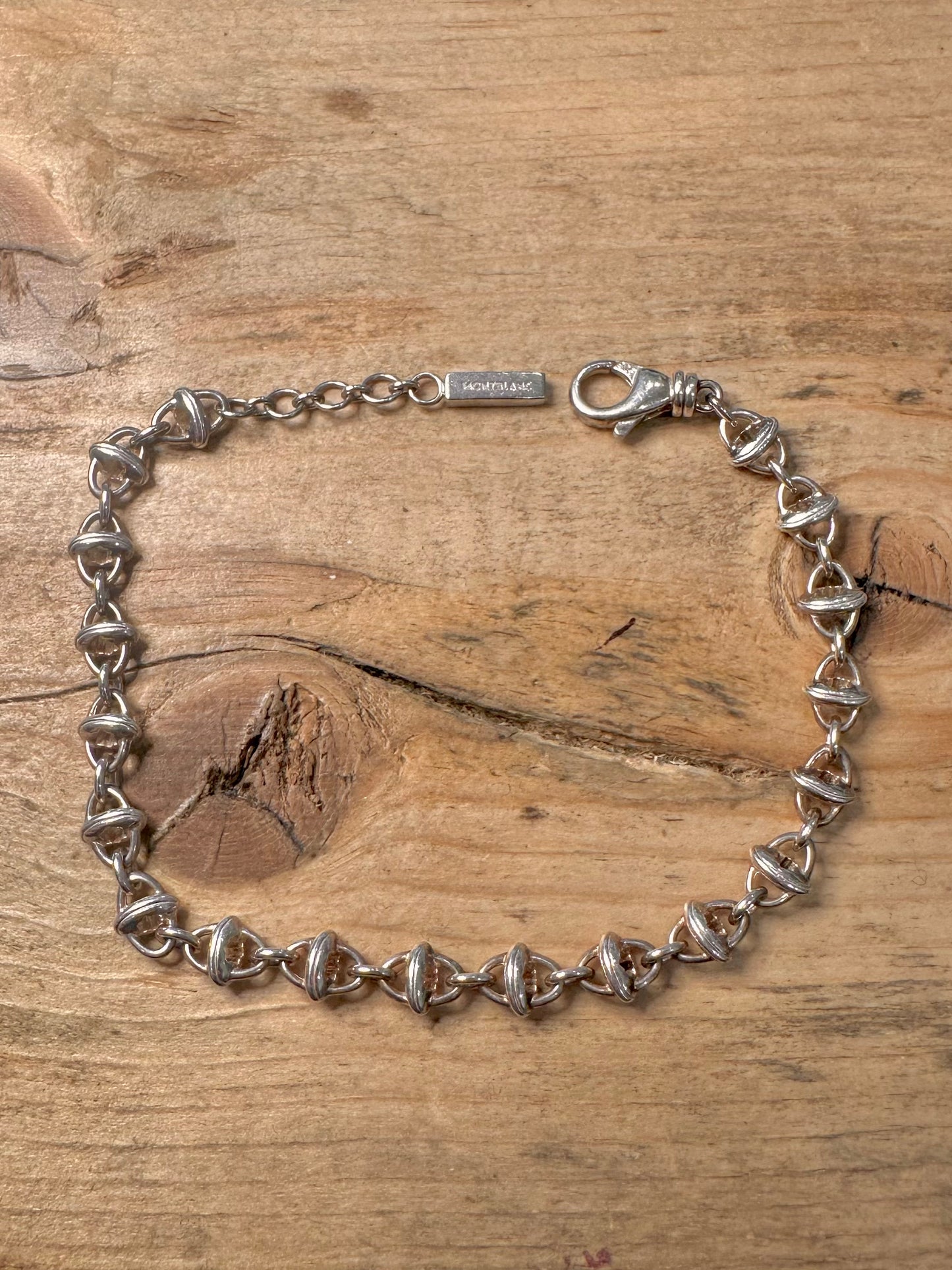 Vintage Montblanc Motif Link 925 Silver 7.5 to 8 inch Bracelet