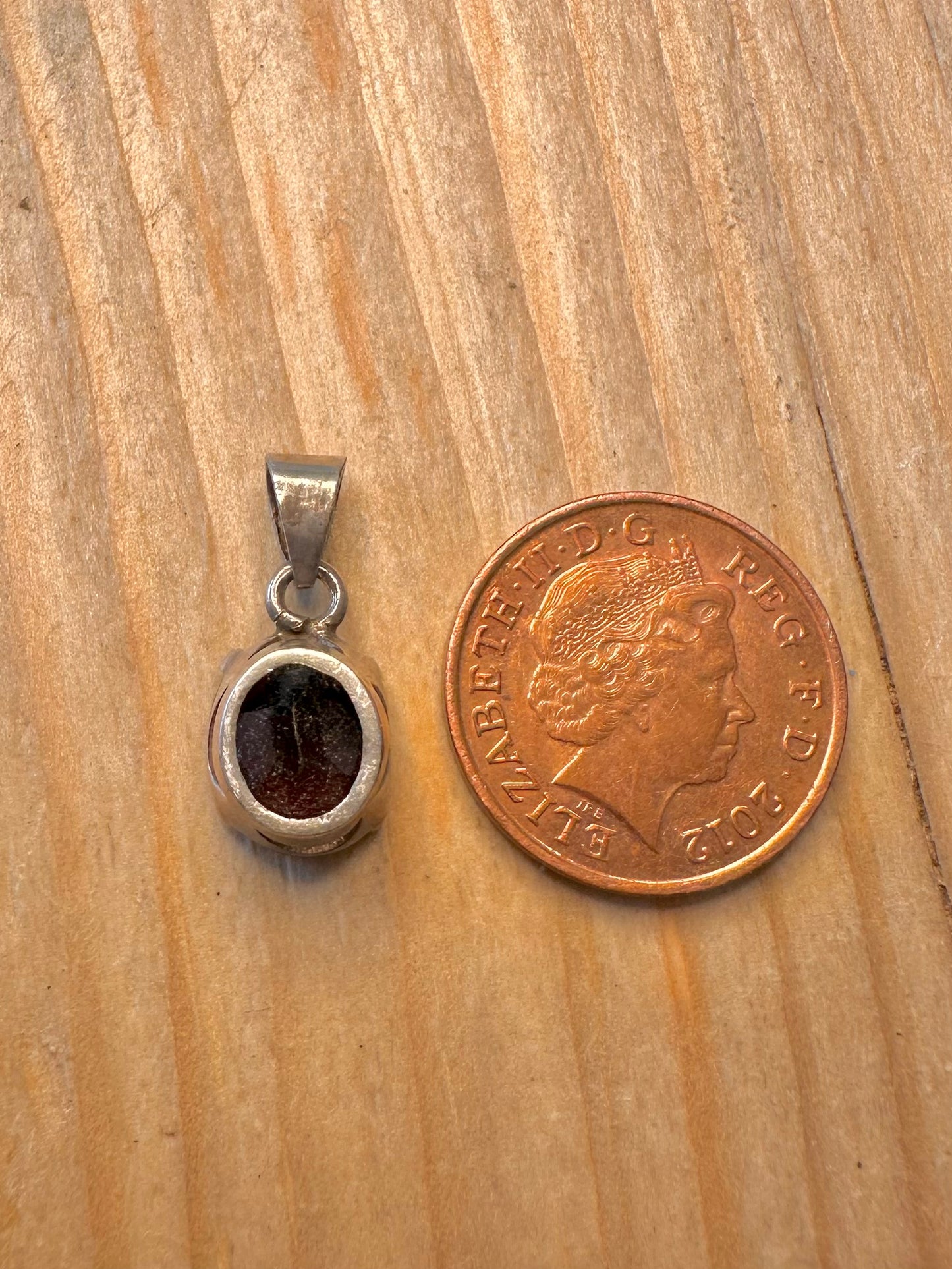 Vintage Dark Garnet 925 Silver Pendant