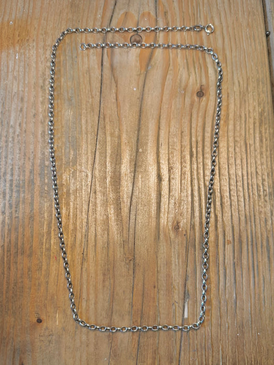 Oval Belcher Chain 925 Sterling Silver 26.5 inch Necklace
