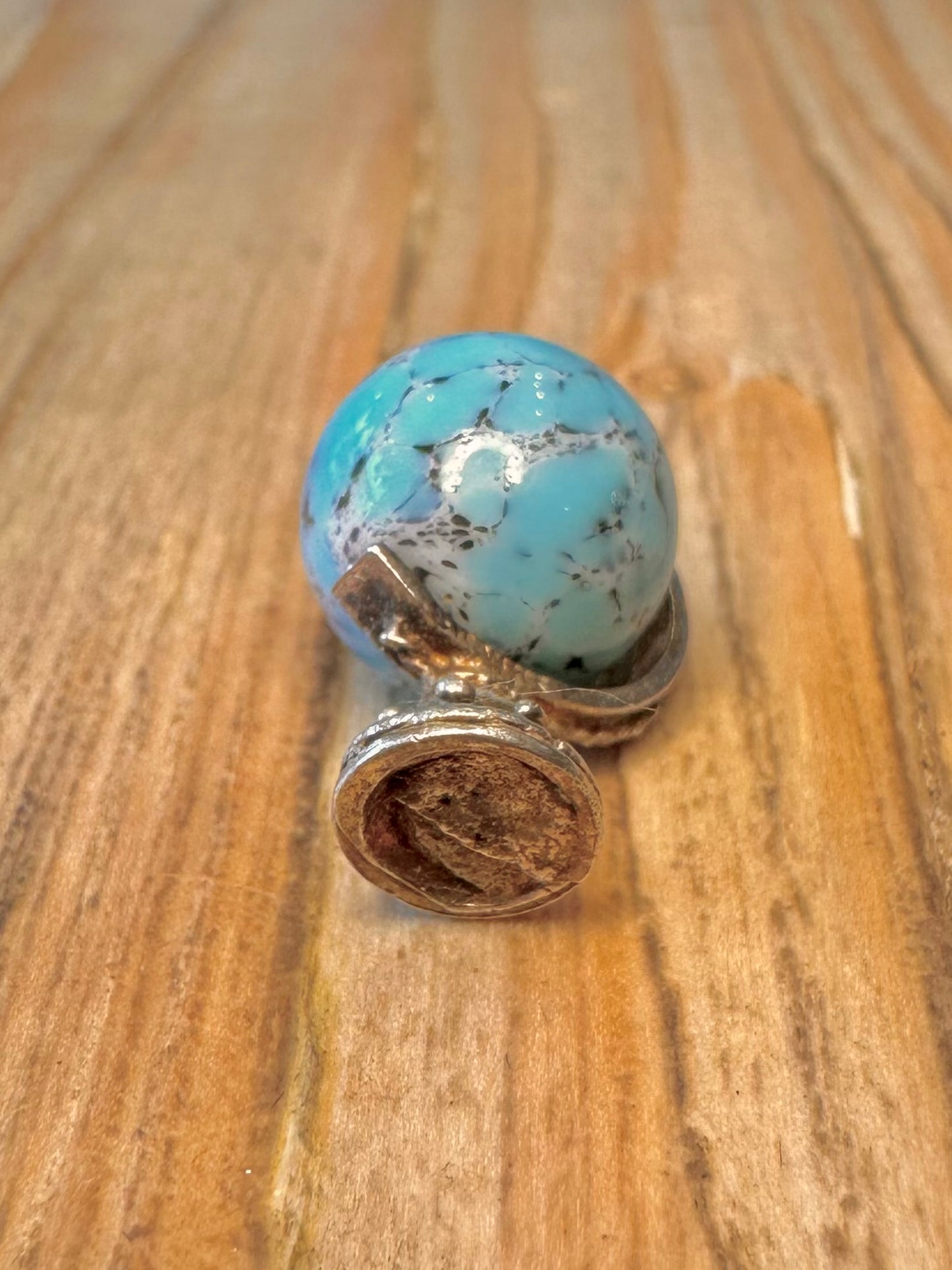 Vintage Blue Ball Globe 925 Sterling Silver Charm Pendant