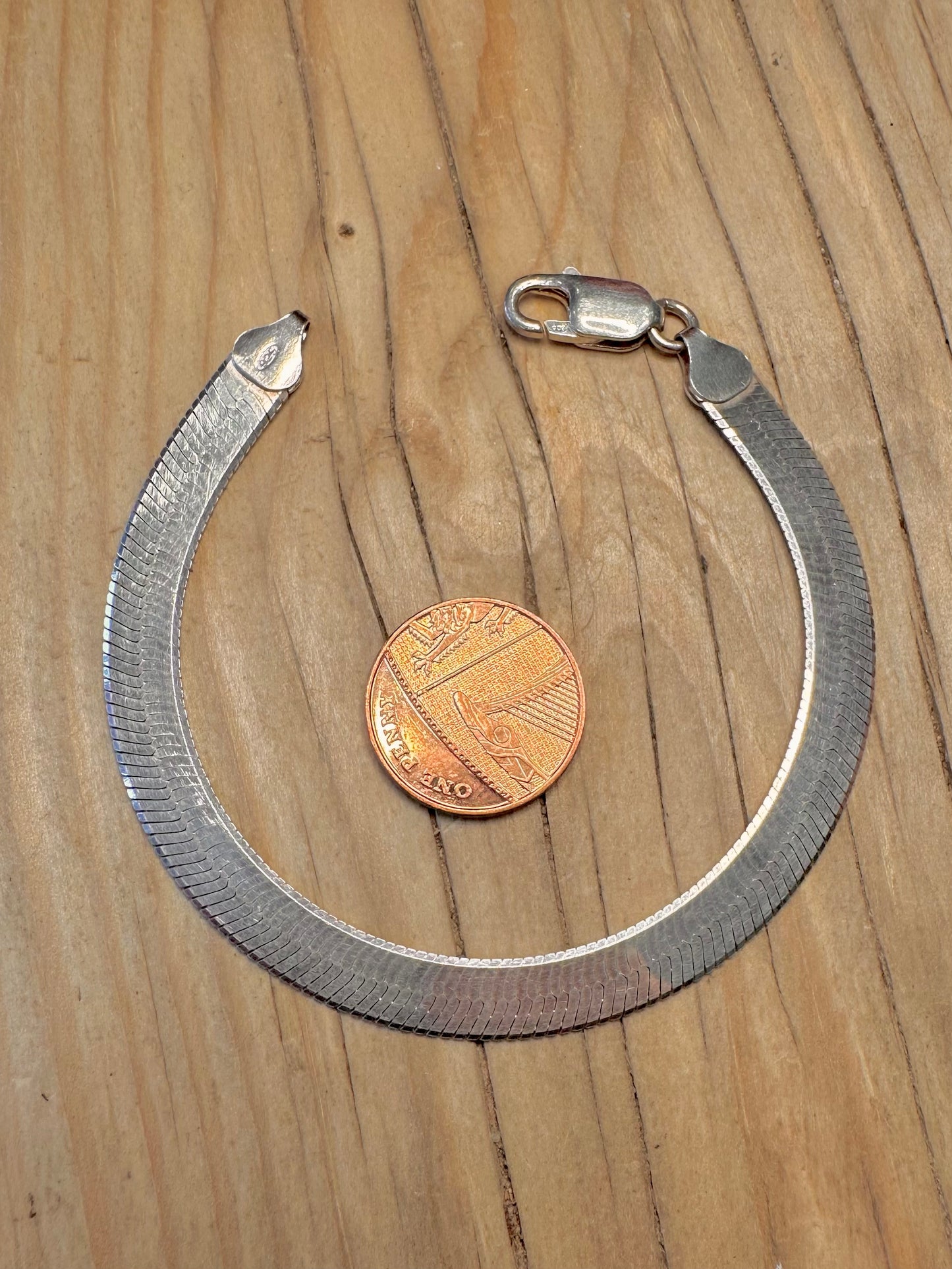 Vintage Herringbone 925 Sterling Silver 7.4 inch Bracelet