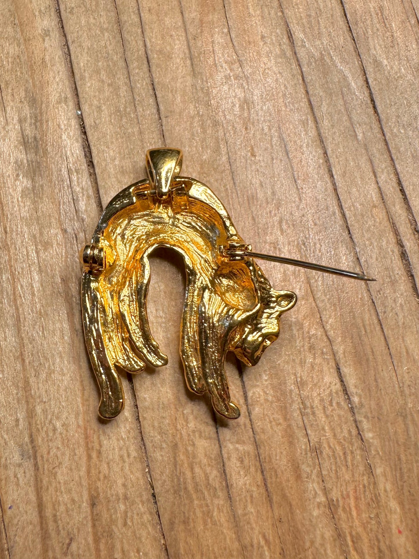 Vintage Cartier Panther Style Gold Tone Costume Brooch Pendant