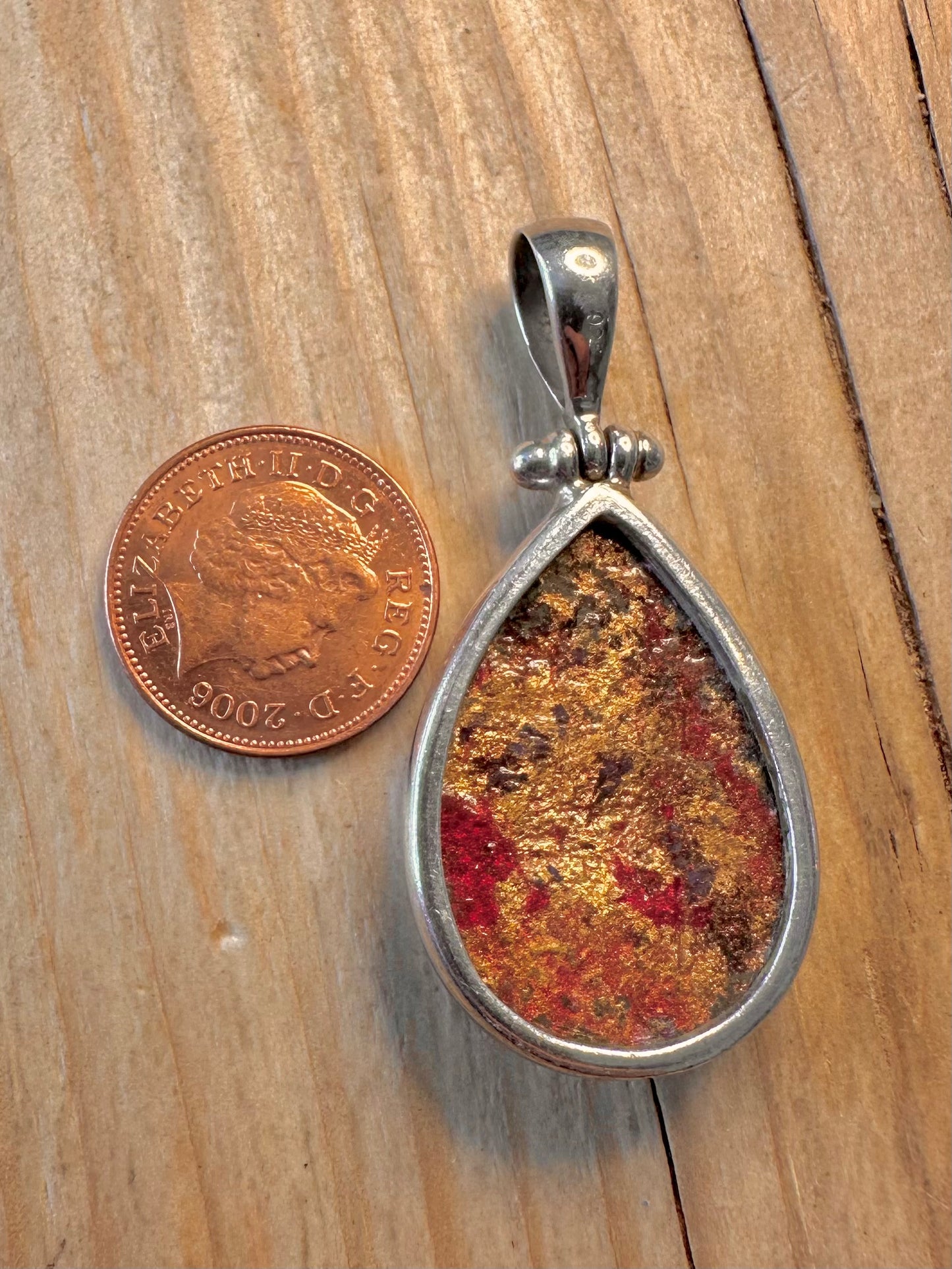 Vintage Purple Copper Turquoise 925 Sterling Silver Pendant