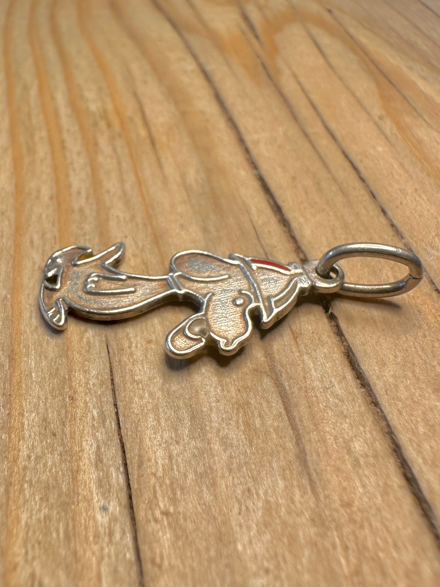 Vintage Rare Snoopy 925 Sterling Silver Maker MG Pendant