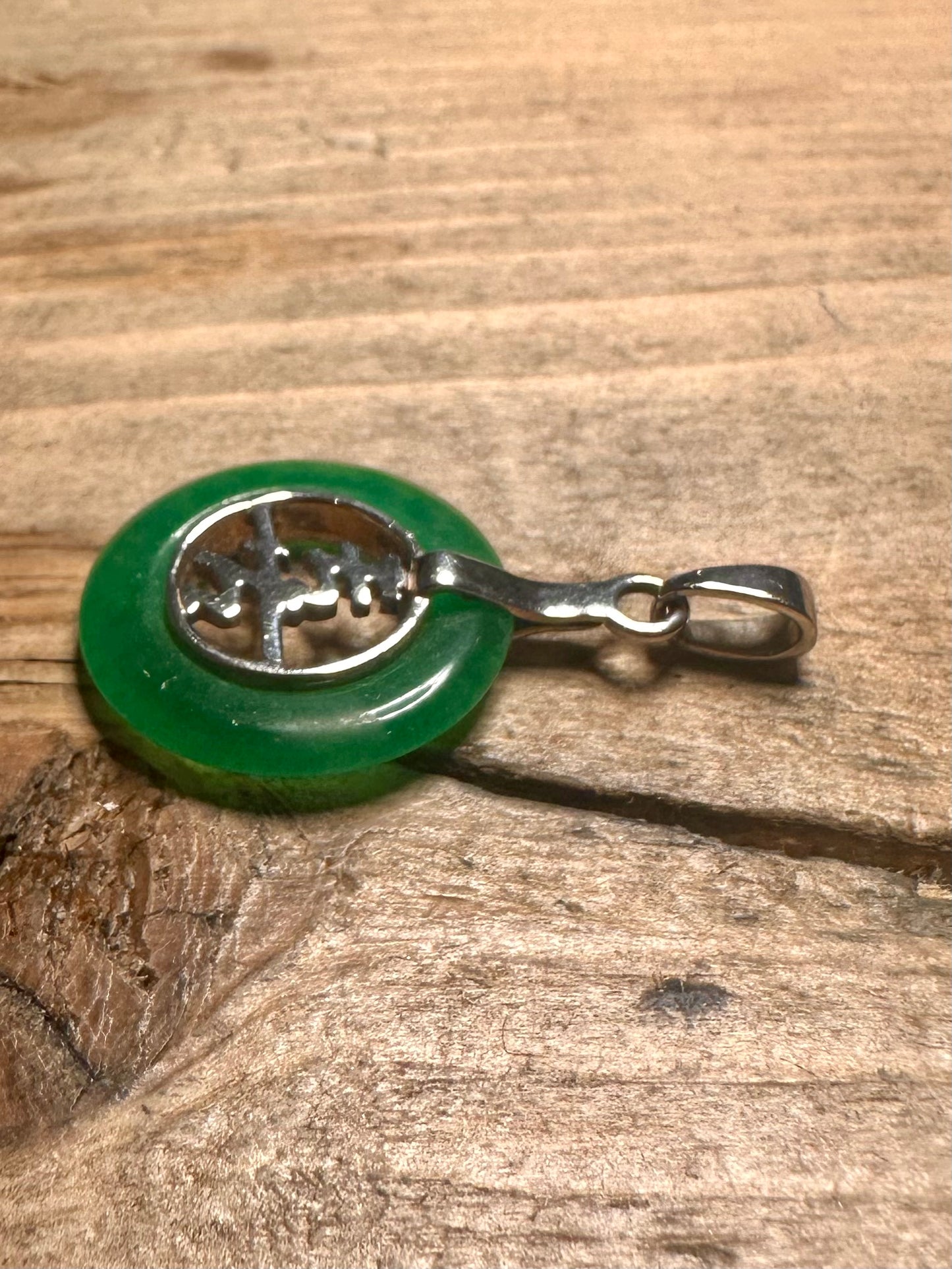 Modern Jade Chinese Writing 925 Silver Pendant