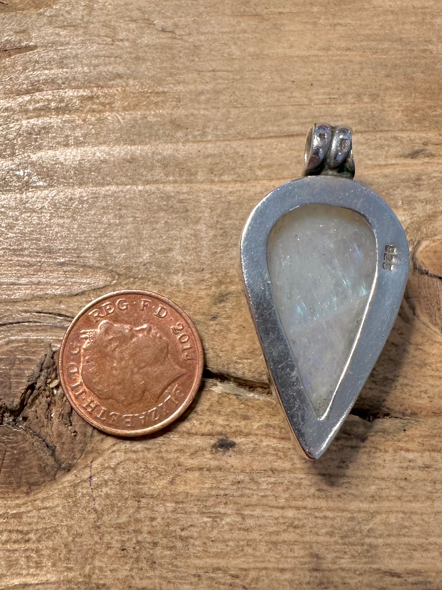 Vintage Moonstone Teardrop 925 Silver Pendant