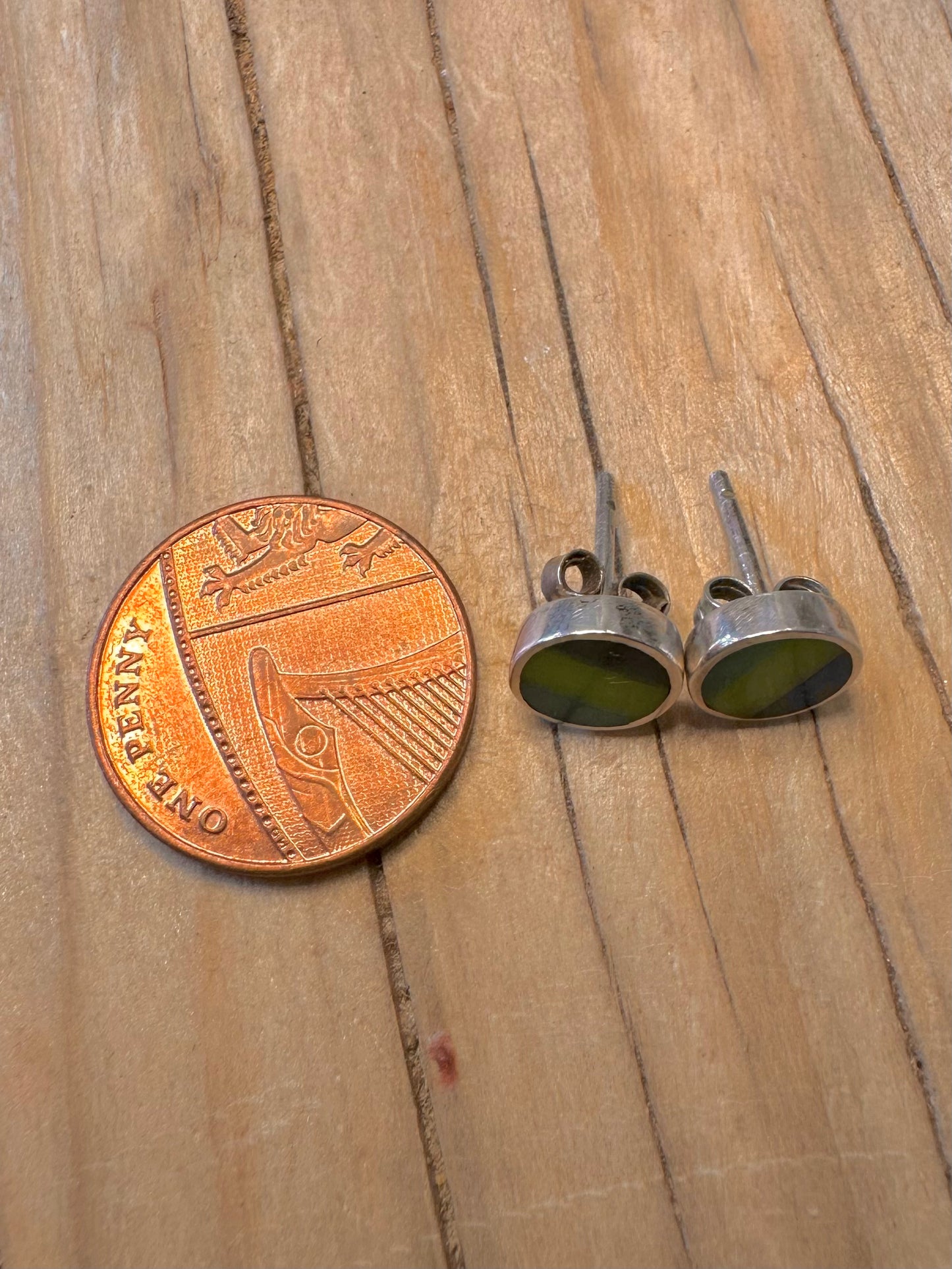 Abstract Blue Black Green Stud 925 Silver Earrings
