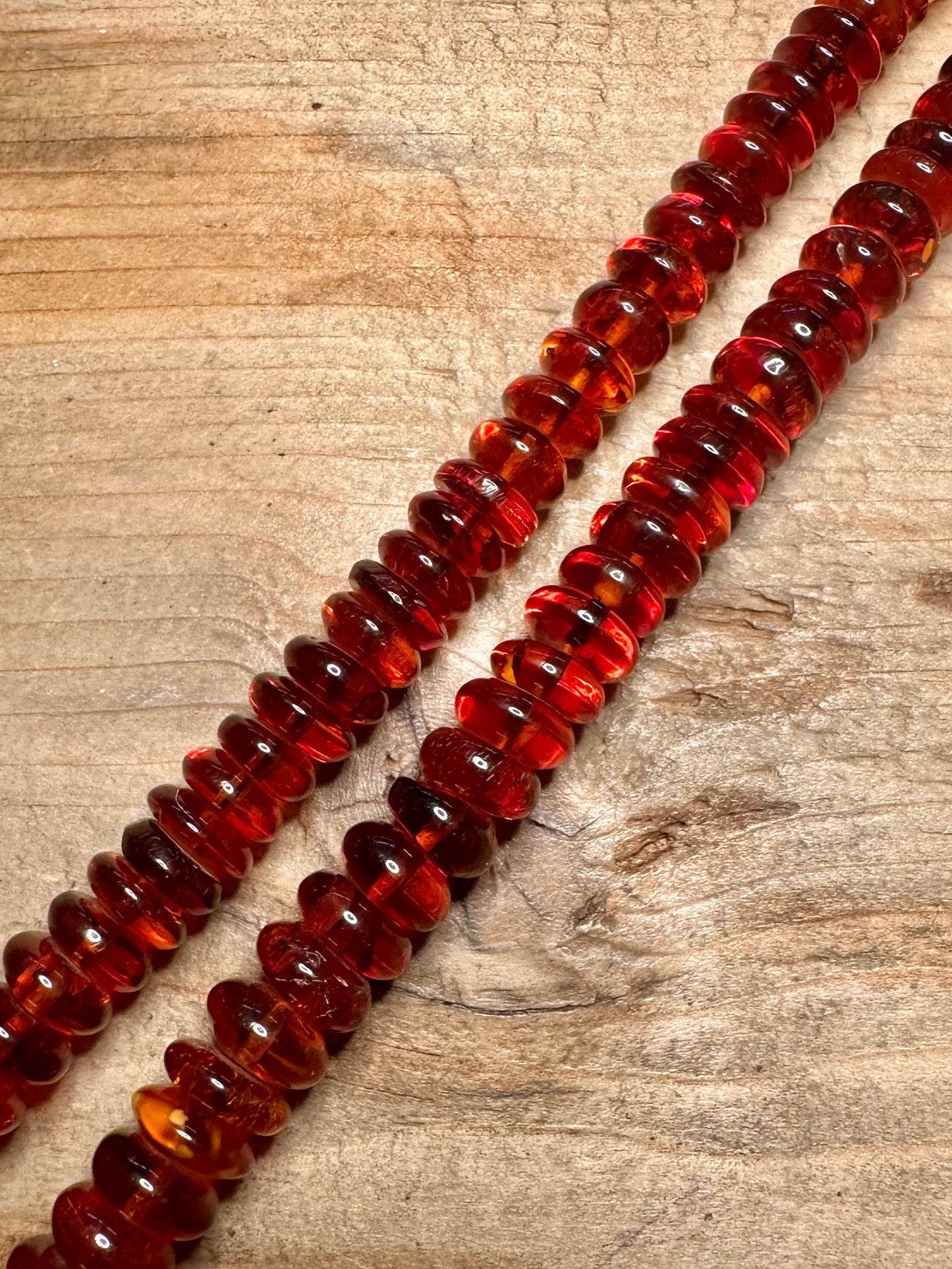 Vintage Amber Beads String 925 Silver Clasp 25 inch Necklace