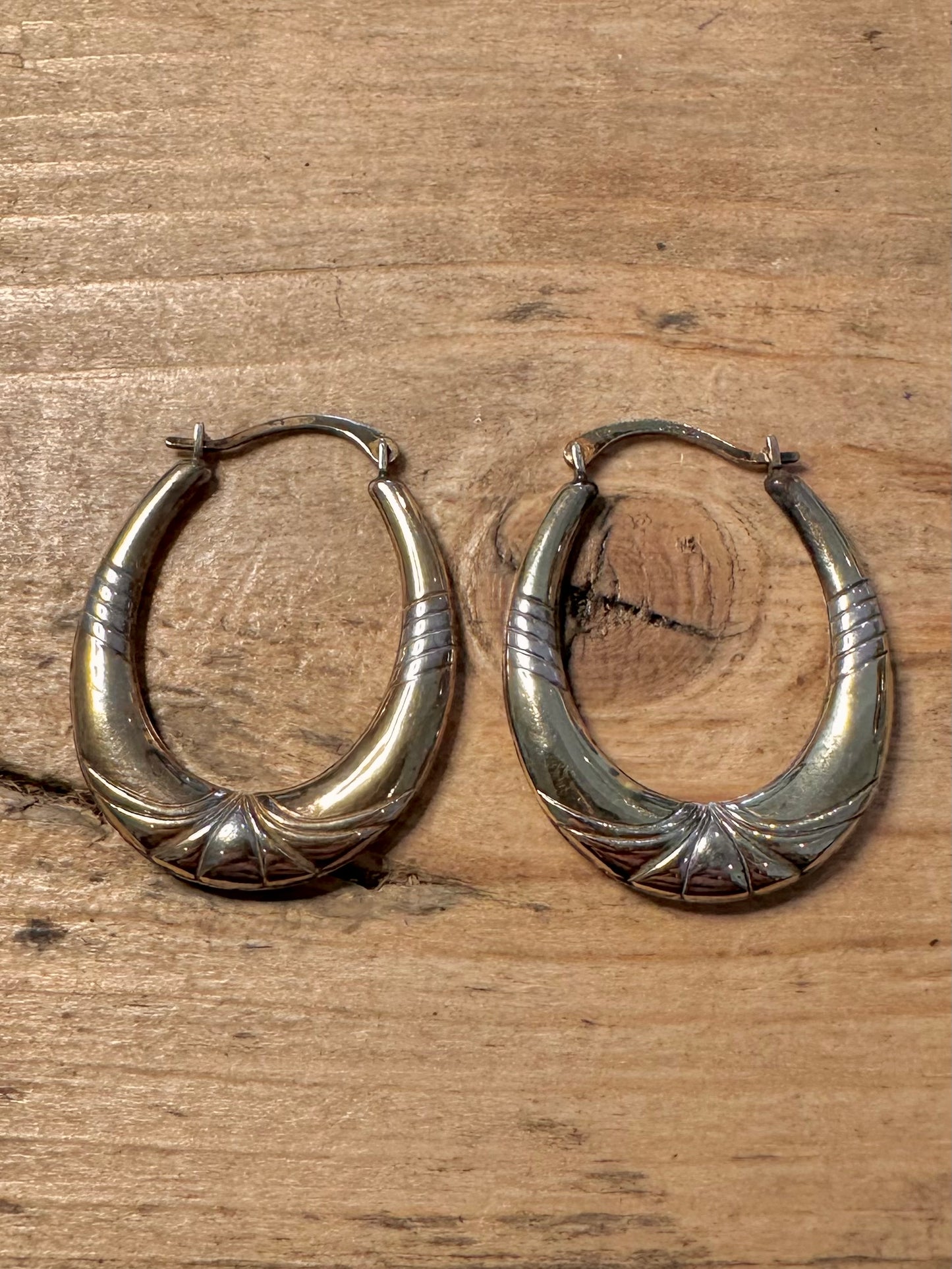 Vintage 9ct Gold Bonded 925 Silver Hoop Earrings