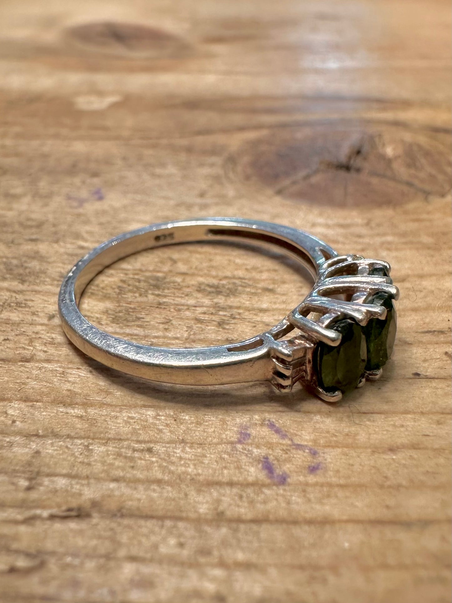 Vintage Green Diopside 925 Silver Size M1/2 Ring