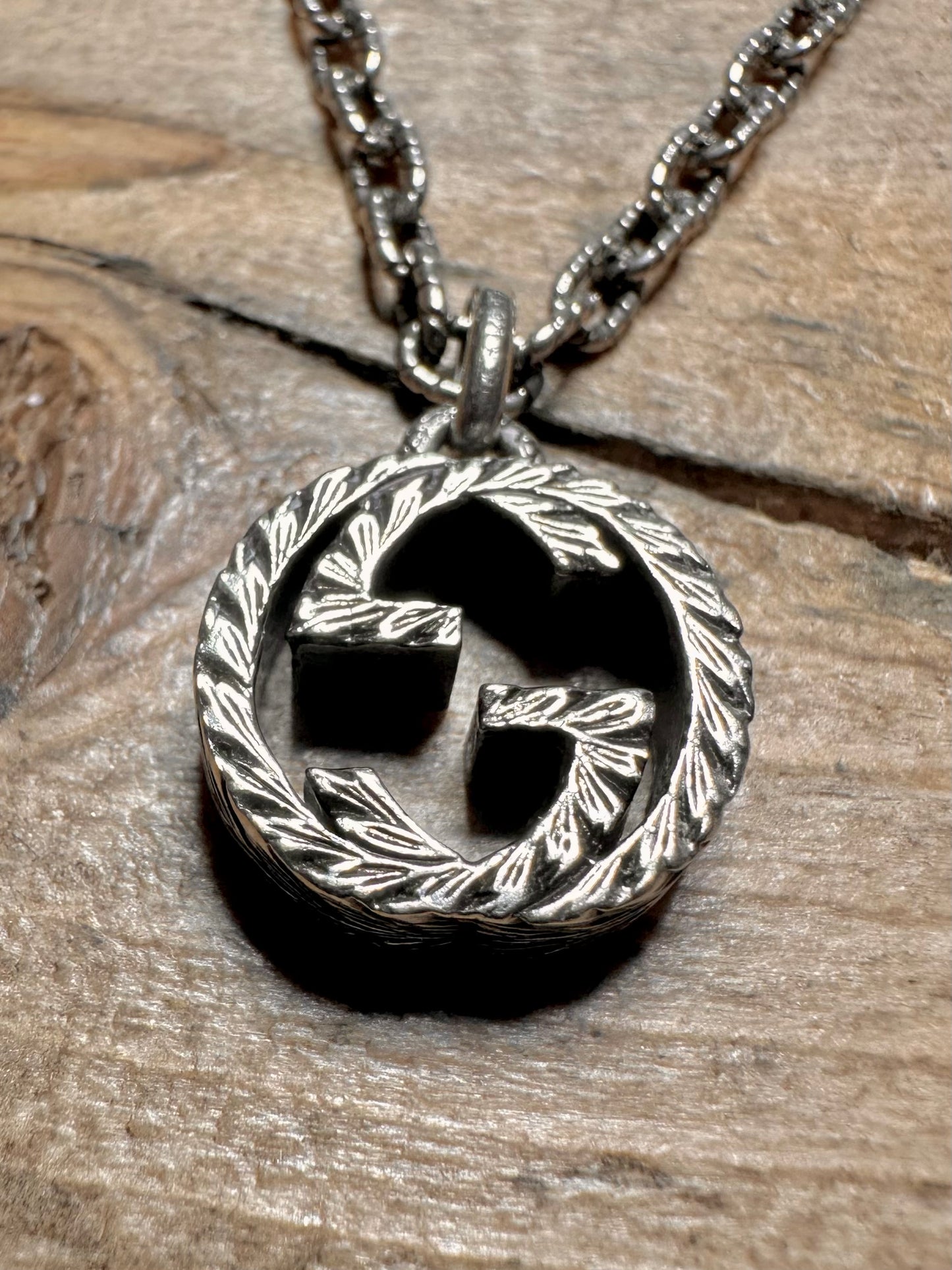 Vintage GUCCI GG Textured 925 Silver 17.5 inch Necklace