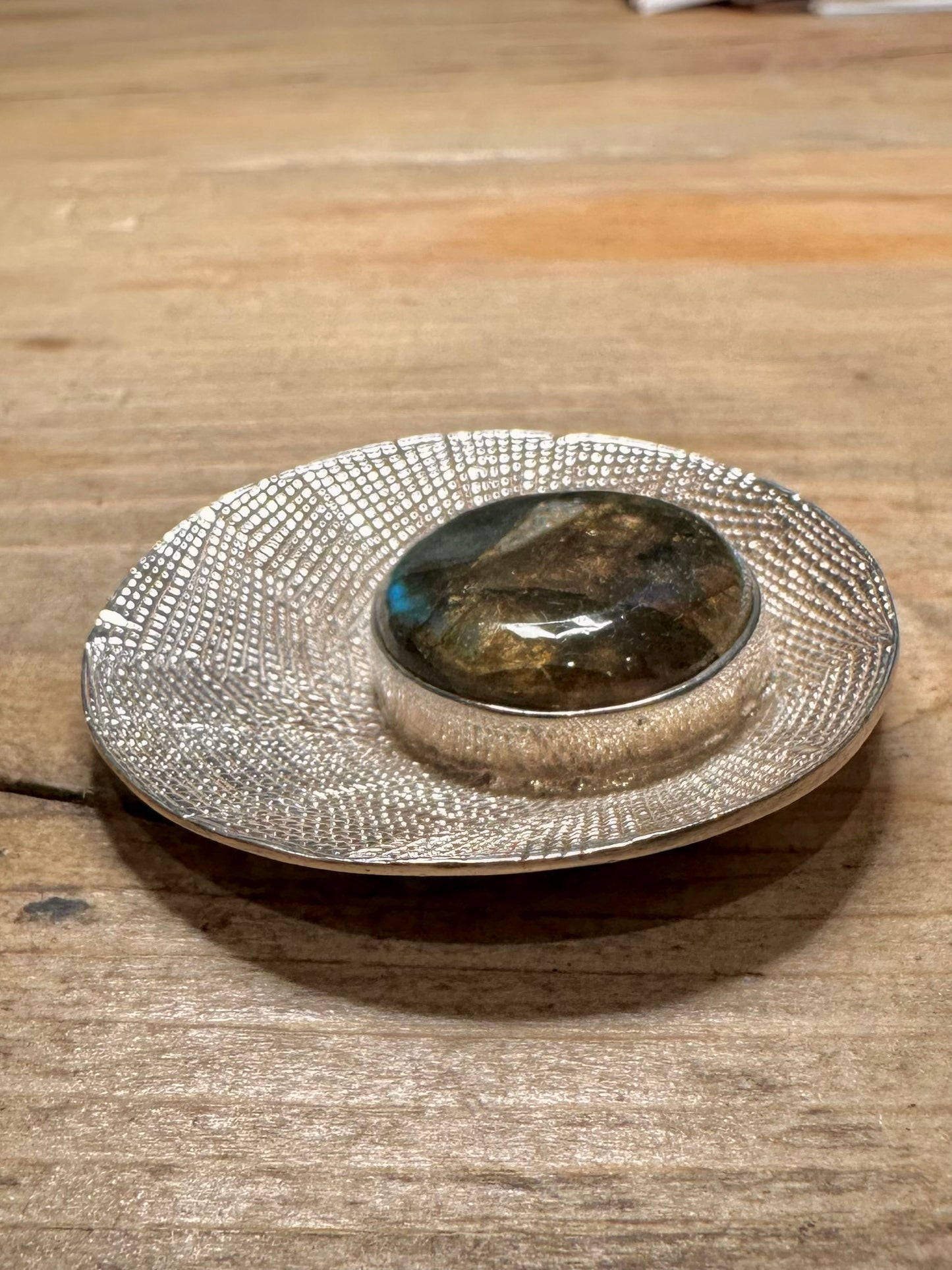 Abstract Labradorite Textured 925 Silver Pendant