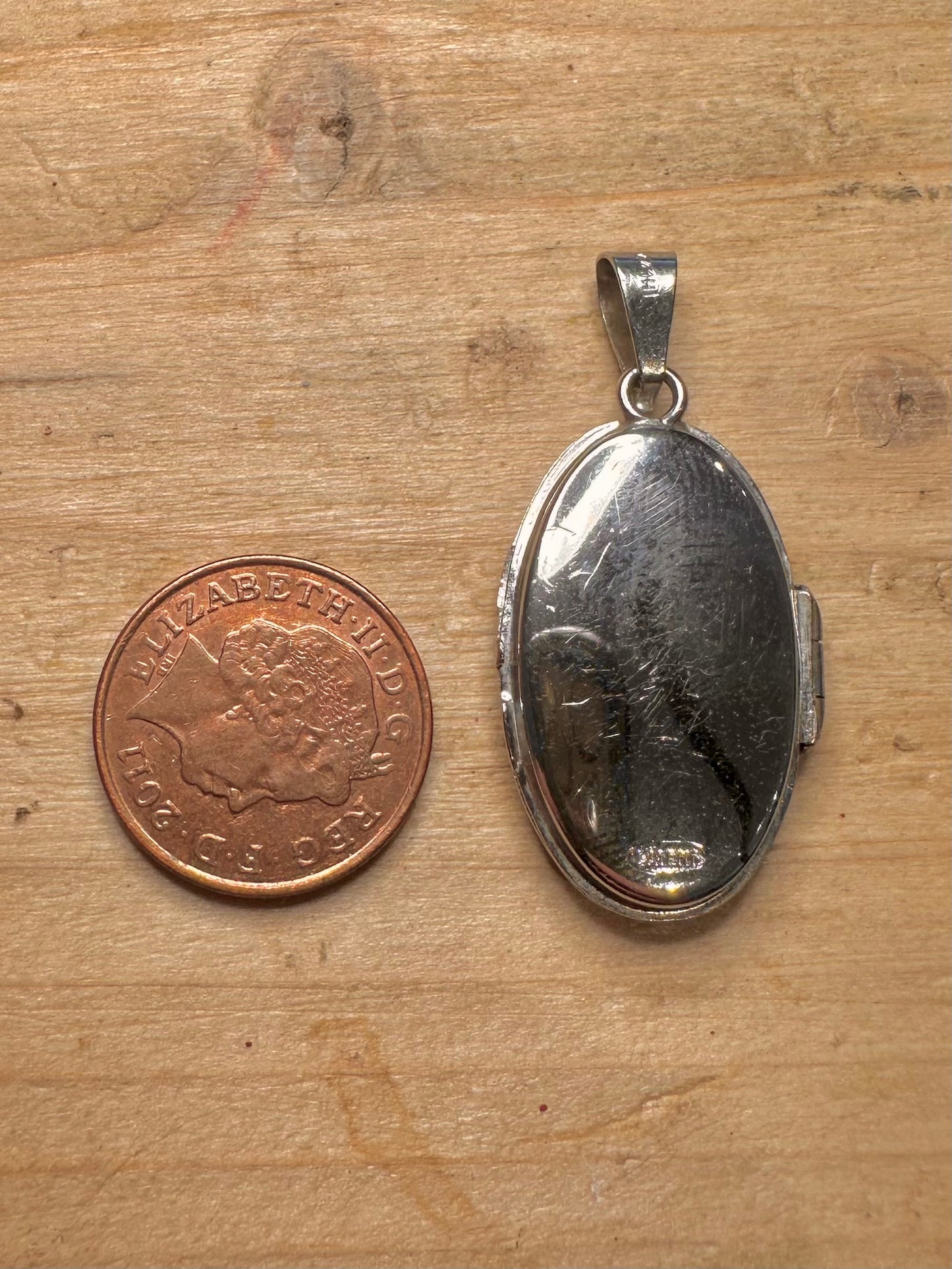 Vintage Engraved Oval Locket 925 Silver Pendant