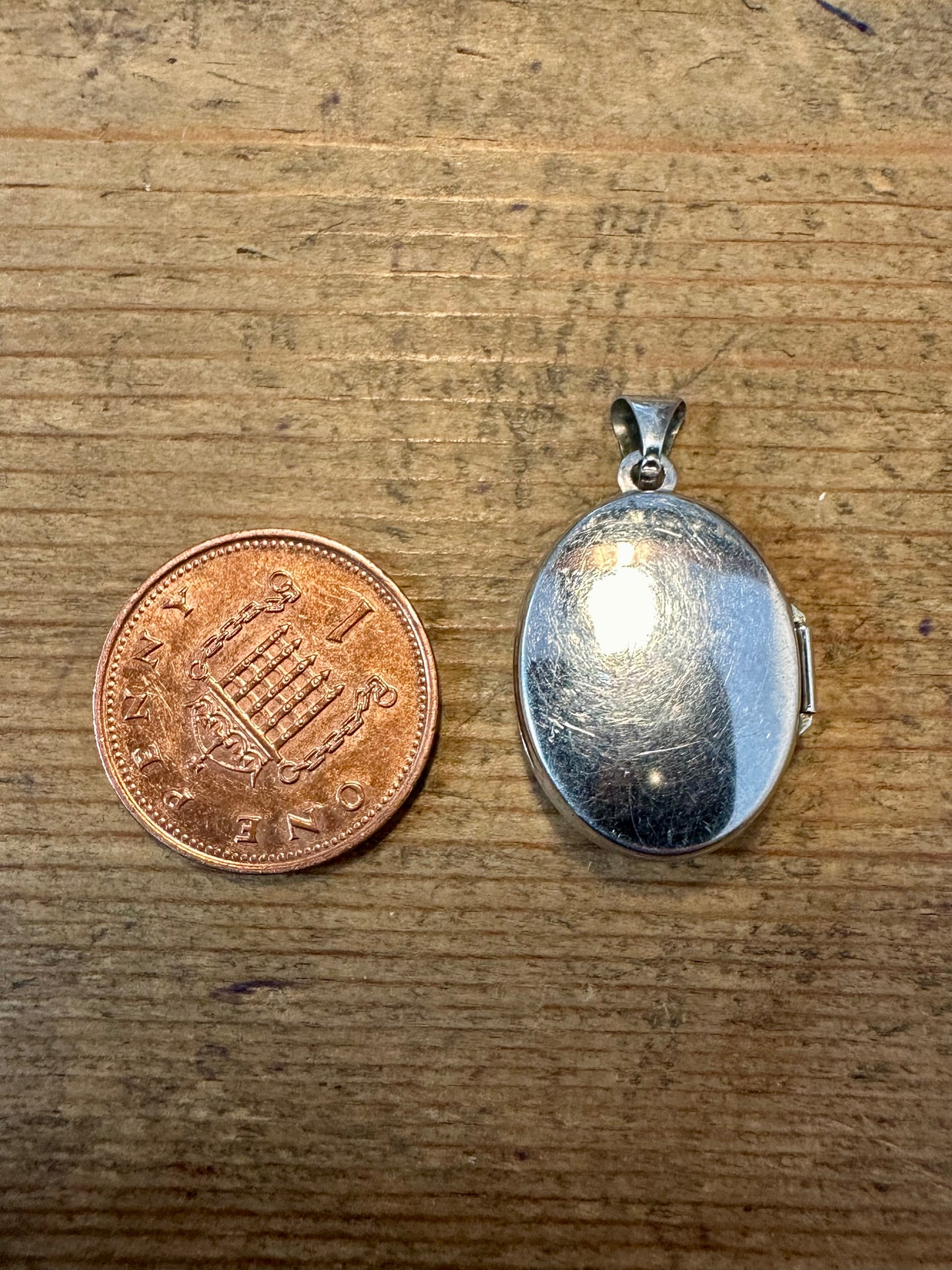 Modernist CZ Oval 925 Silver Locket Pendant
