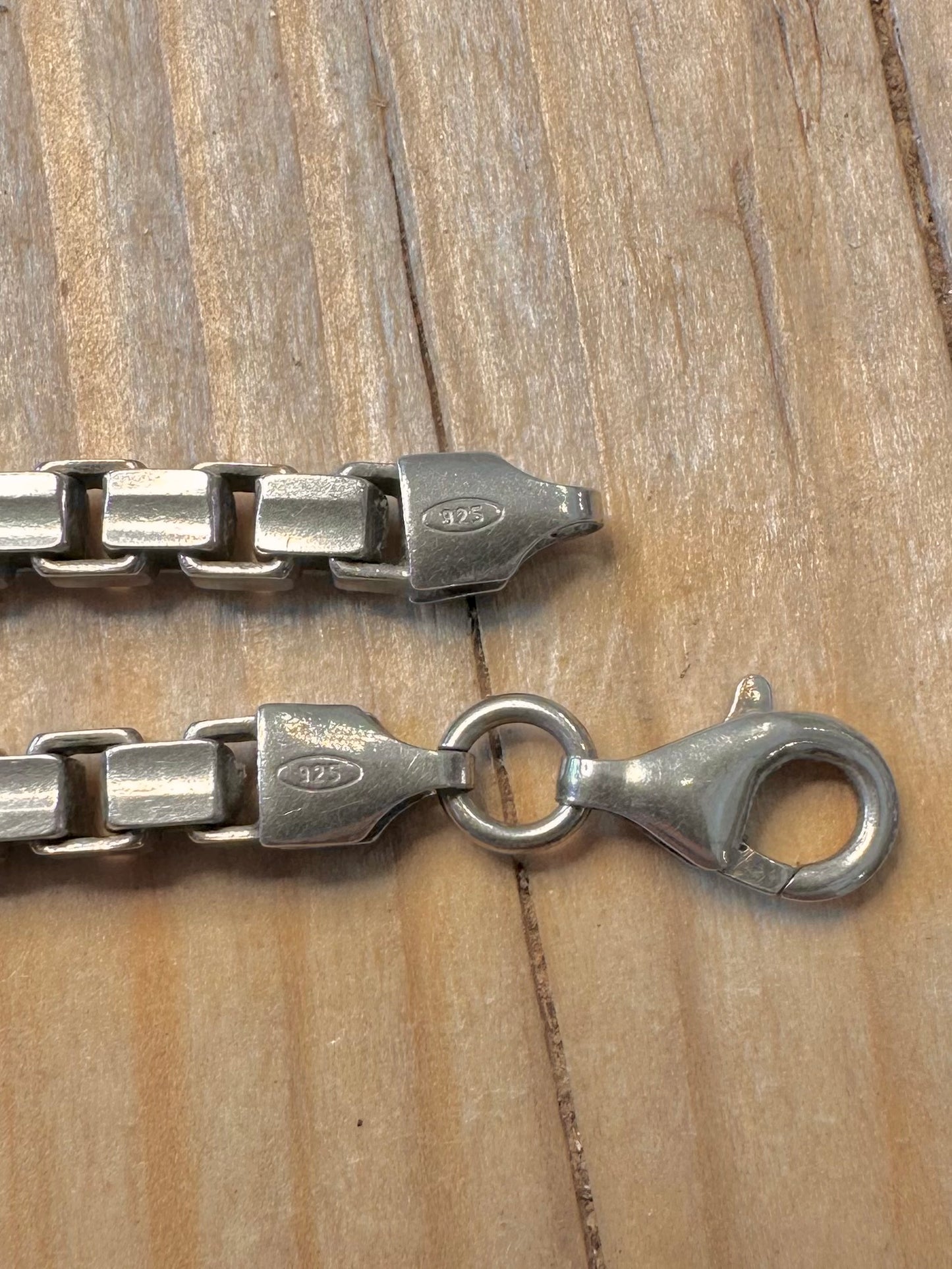 Vintage Box Chain 925 Silver 7.8 inch Bracelet