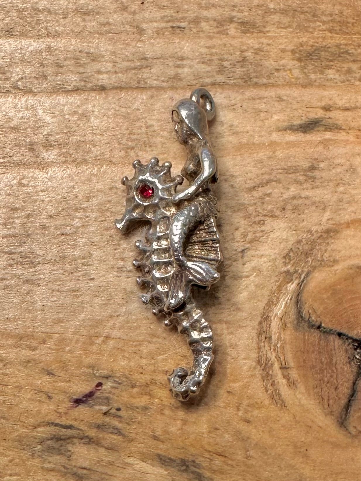 Vintage Mermaid and Seahorse 925 Silver Charm Pendant
