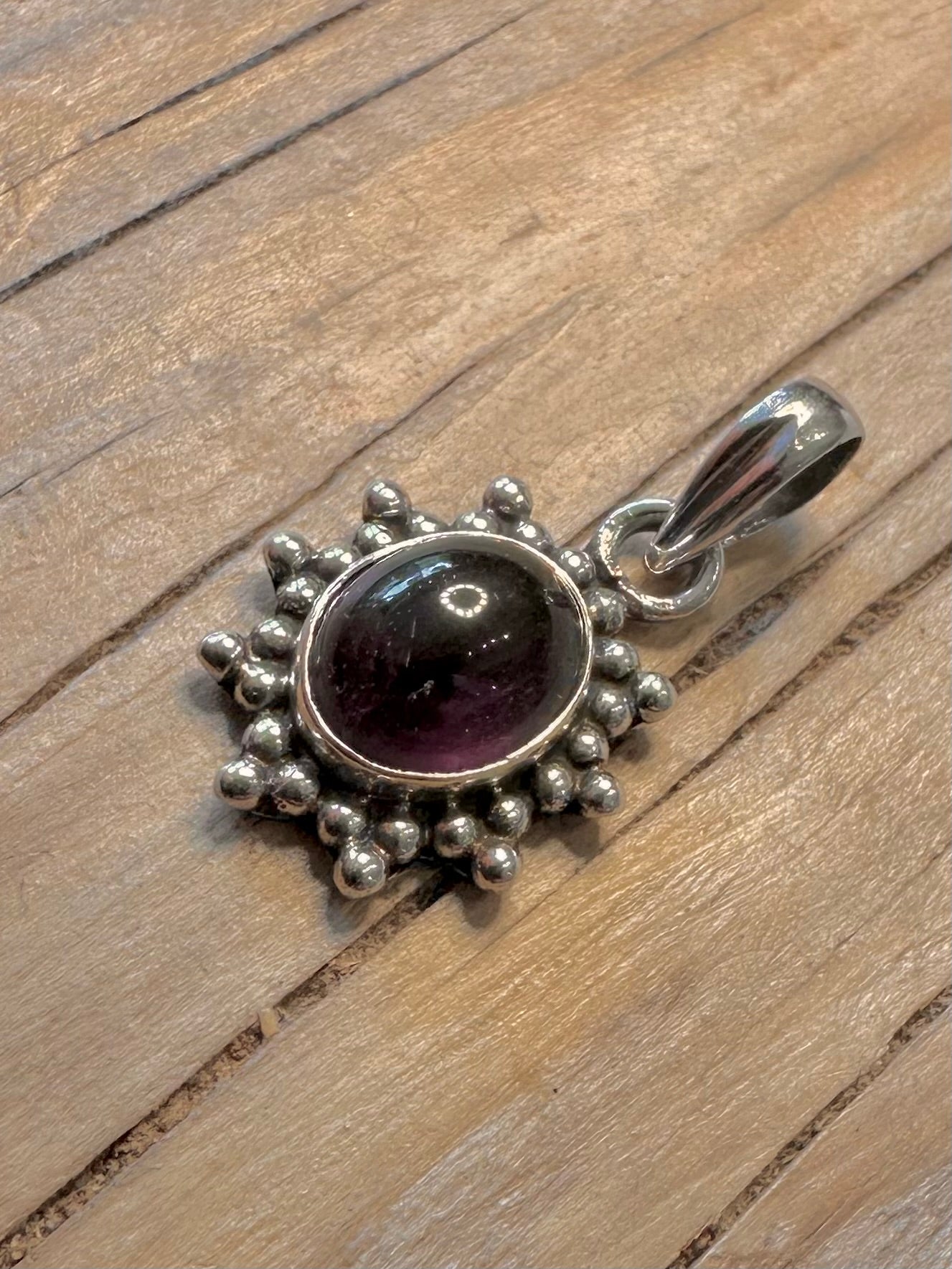 Vintage Amethyst Starburst 925 Silver Pendant