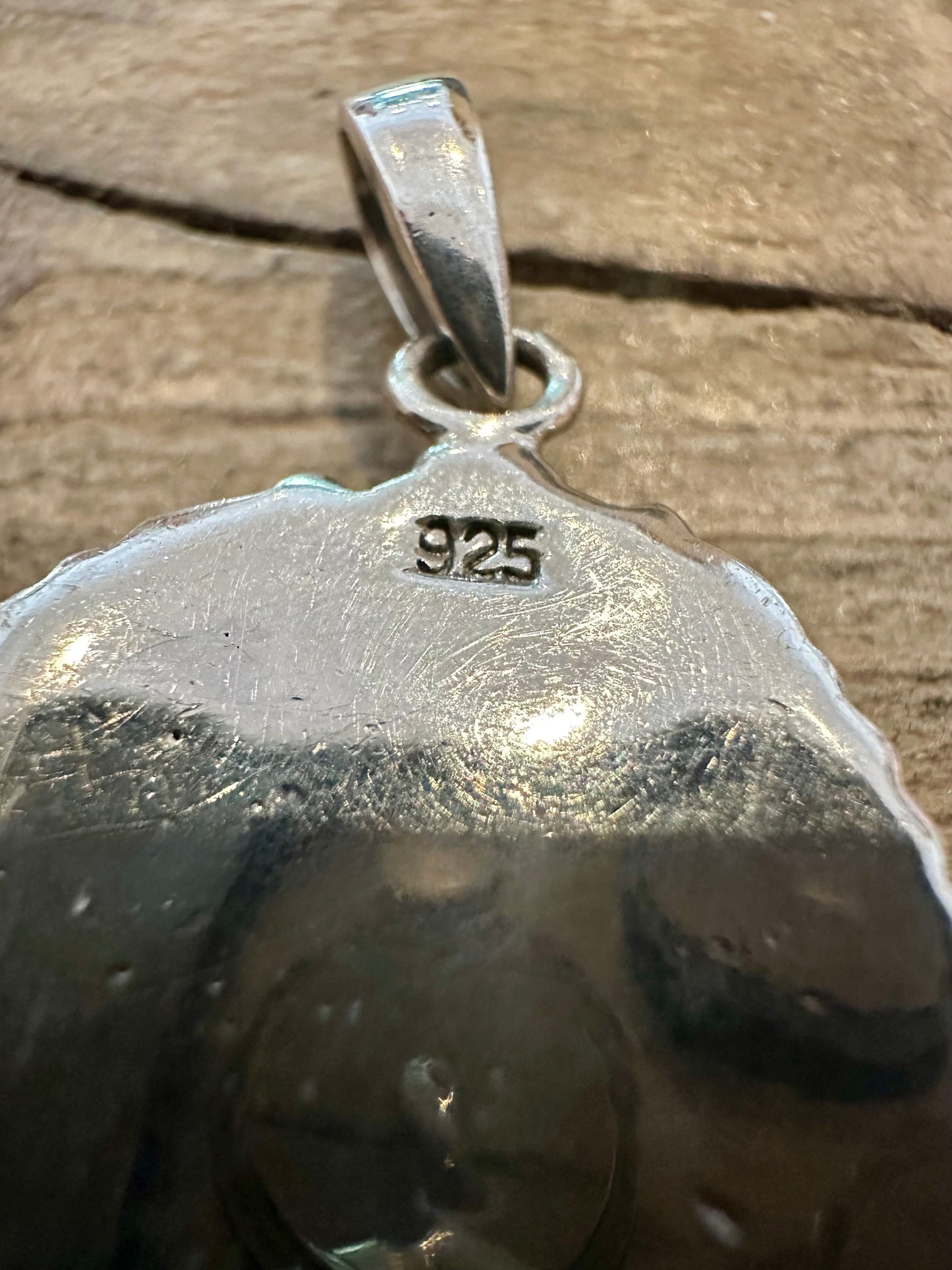 Vintage Navajo Mother of Pearl Leaf 925 Silver Pendant