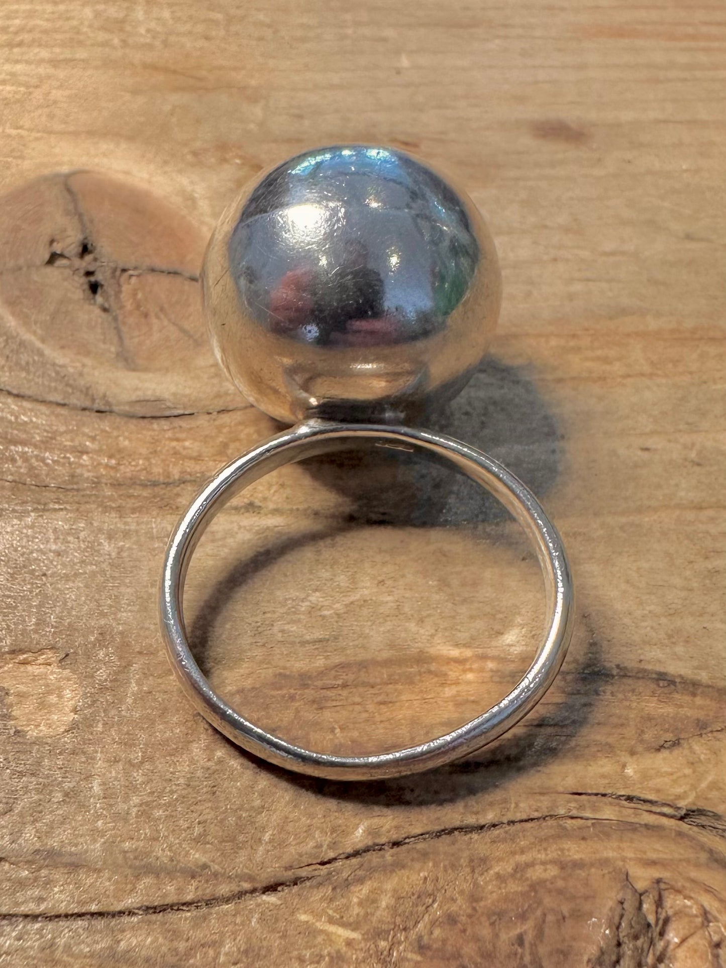 Abstract Large Ball 925 Silver Size T Ring
