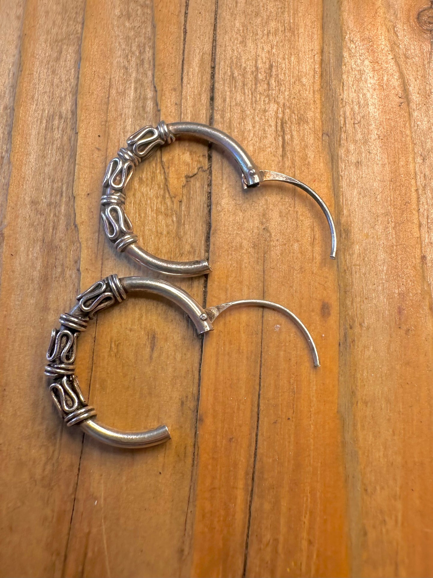 Bali Style Hoops 925 Sterling Silver Earrings