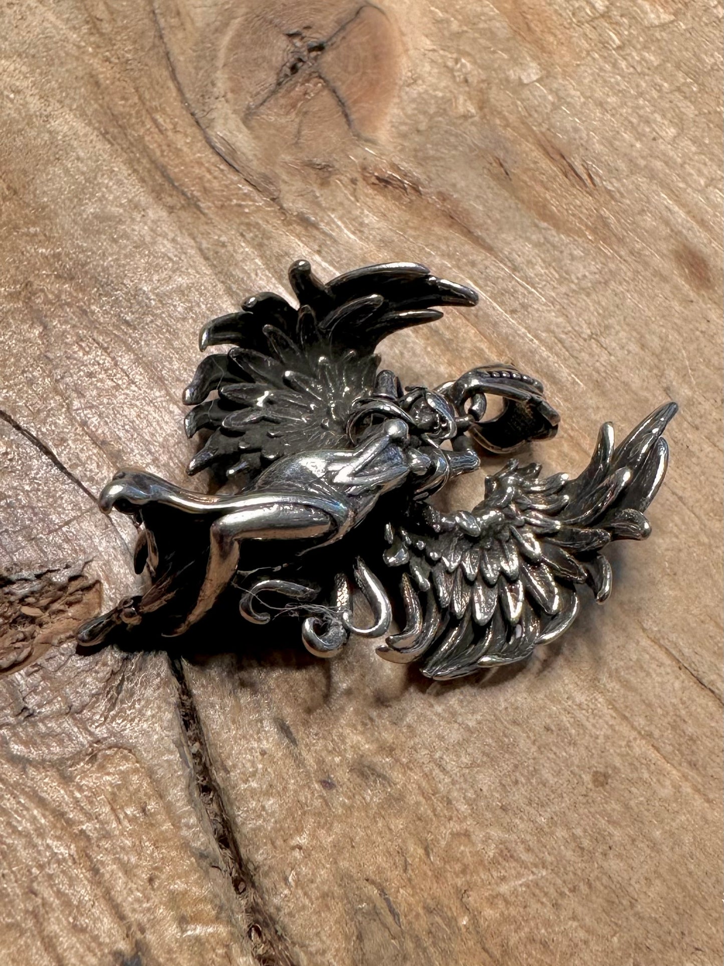 Vintage Fallen Angel 925 Silver Pendant
