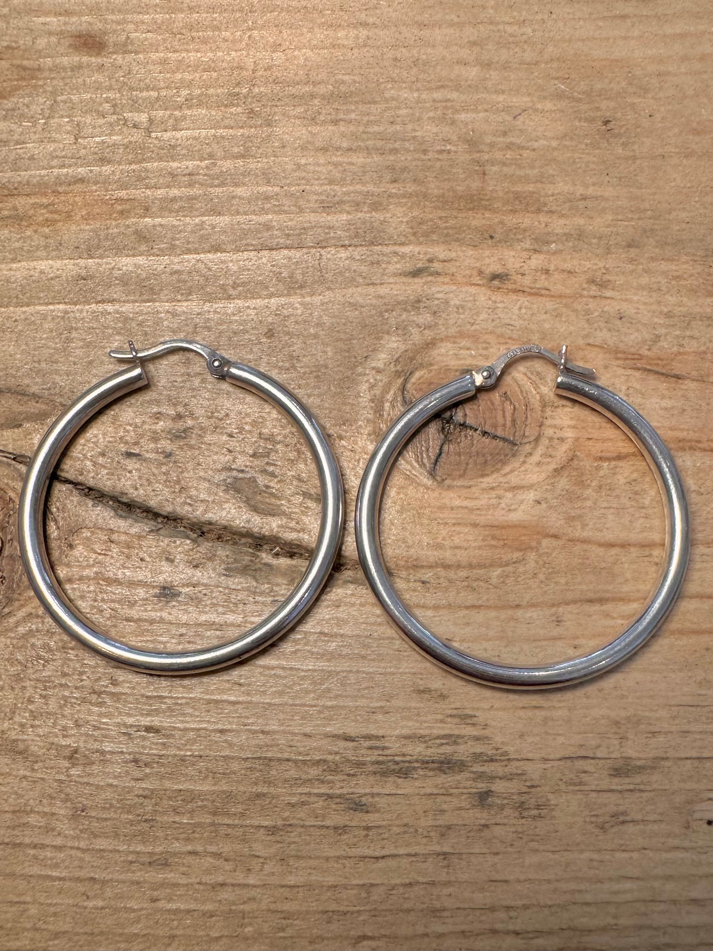 Vintage Chunk Hoops 925 Silver Earrings