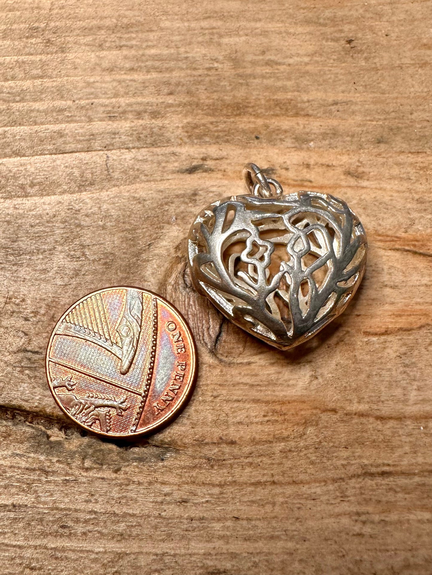 Vintage Filigree Heart 925 Silver Pendant