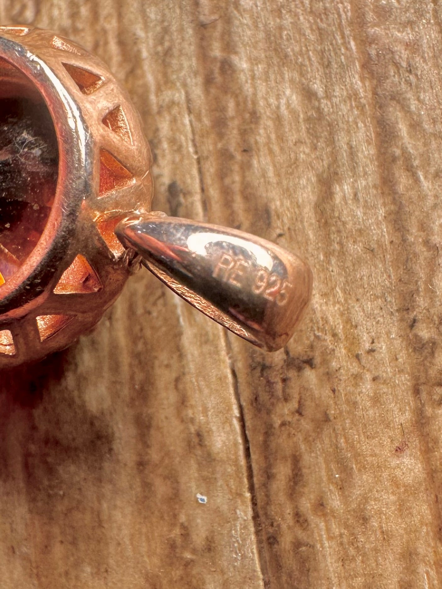 Modern Dark Red and White CZ Rose Gold on 925 Sterling Silver Pendant