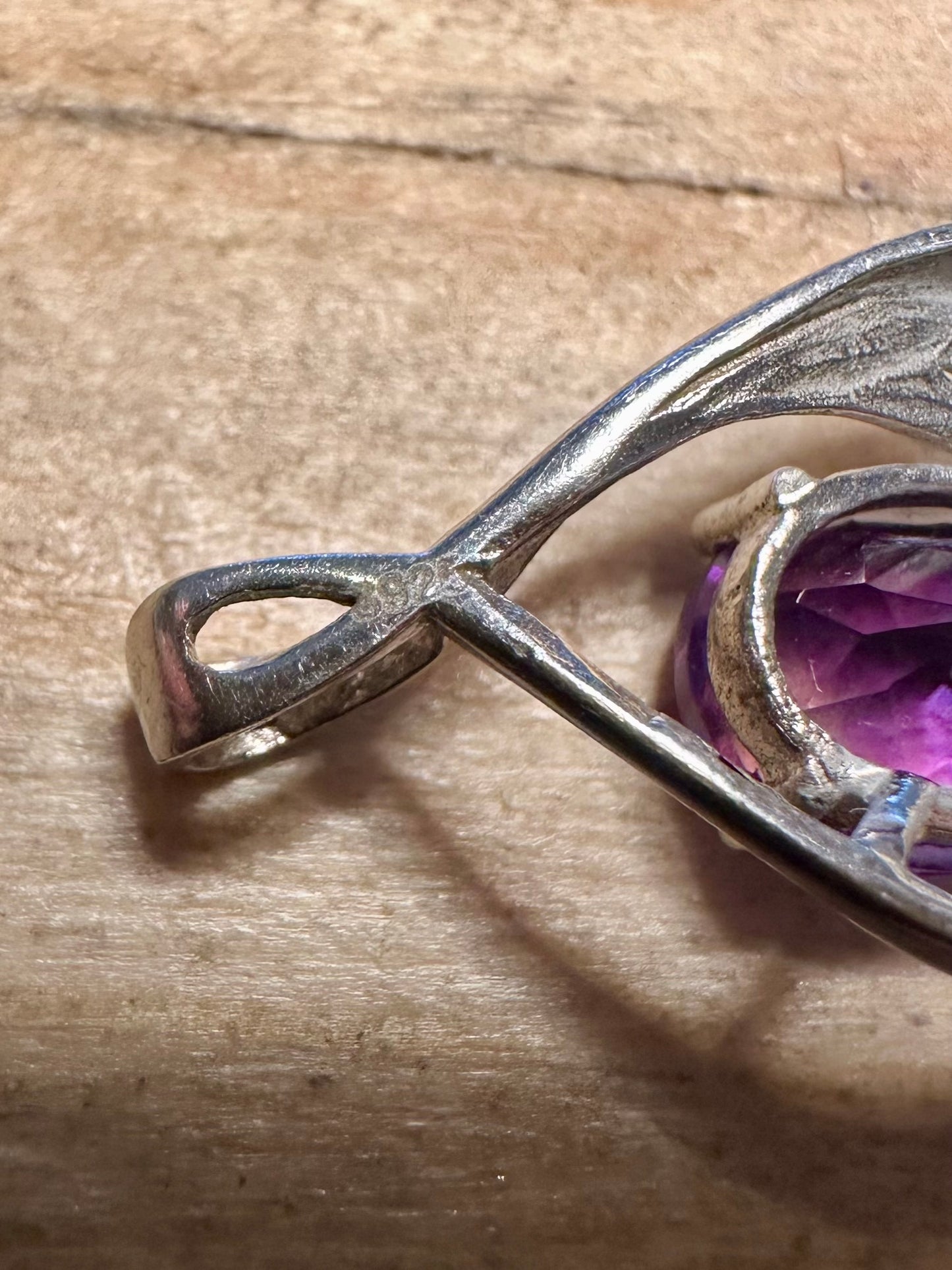 Modern Purple Stone 925 Silver Pendant