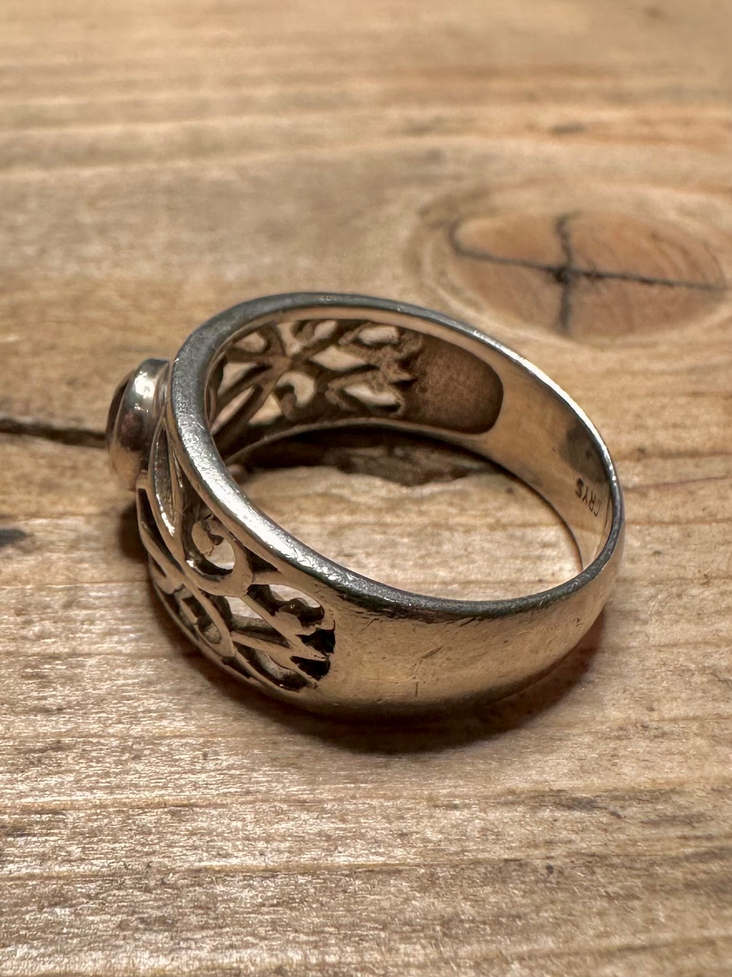 Vintage Amethyst Filigree 925 Silver Size P Ring