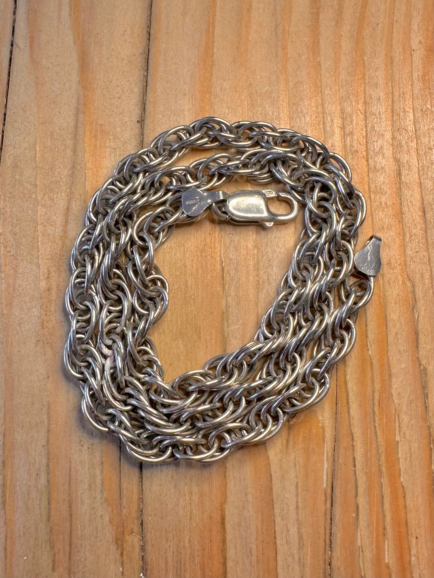 Vintage Thick Rope Chain 925 Sterling Silver 18 inch Necklace