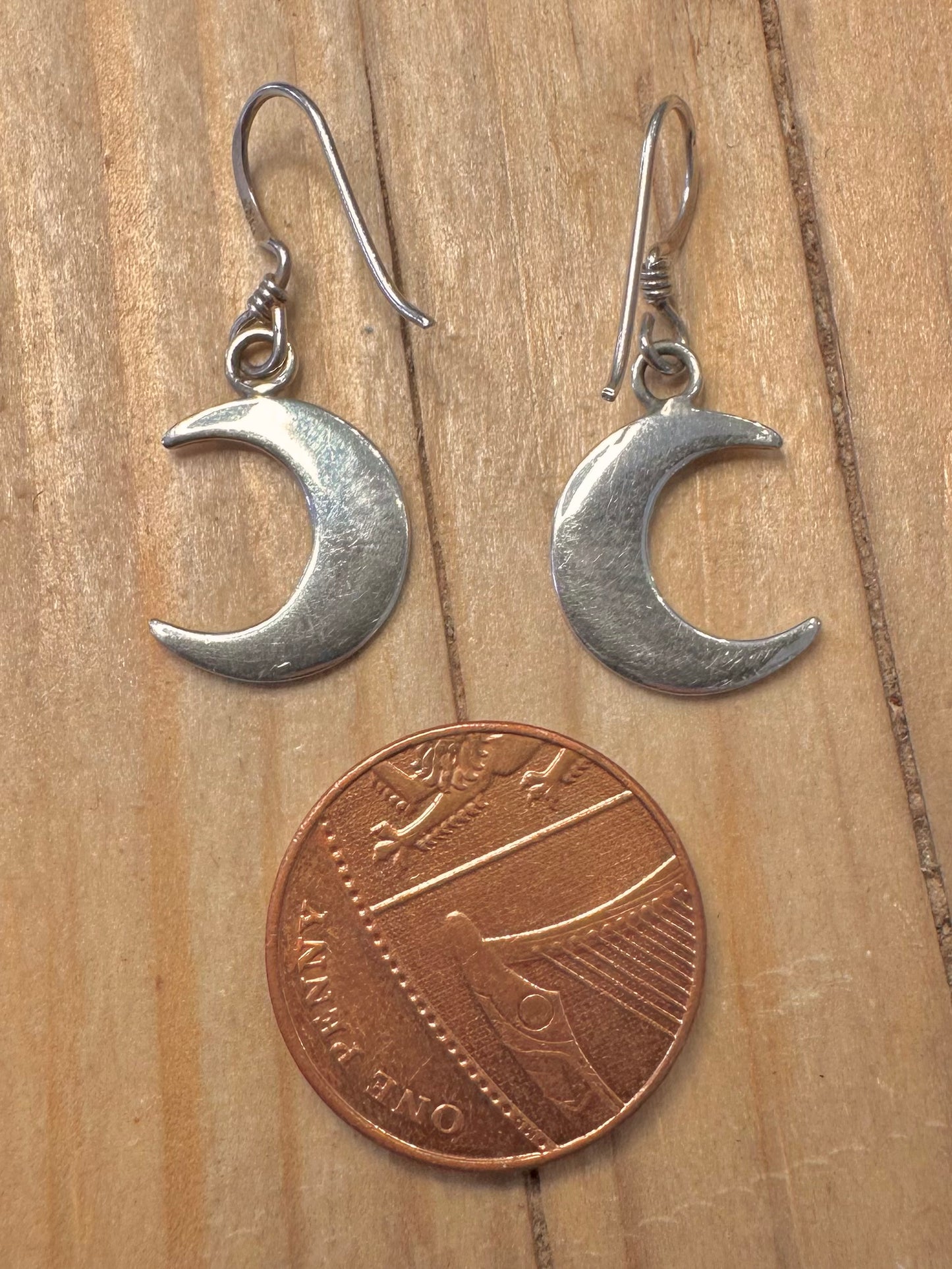 Vintage Moon Dangle 925 Silver Earrings