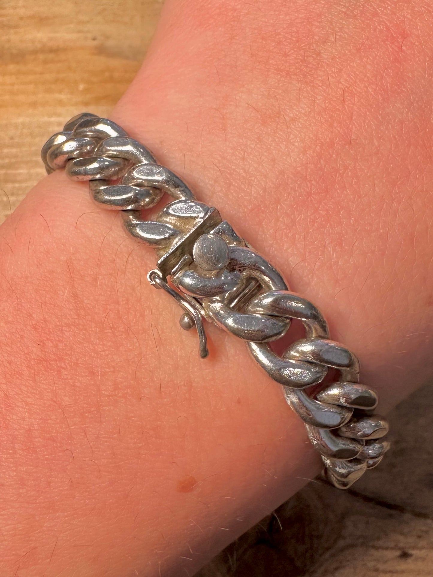 Vintage Elco Identity Chunky Curb Chain 925 Silver 8 inch Bracelet