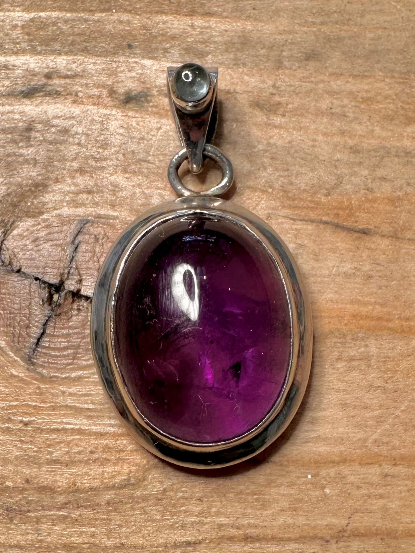 Vintage Oval Amethyst and Blue Stone 925 Silver Pendant