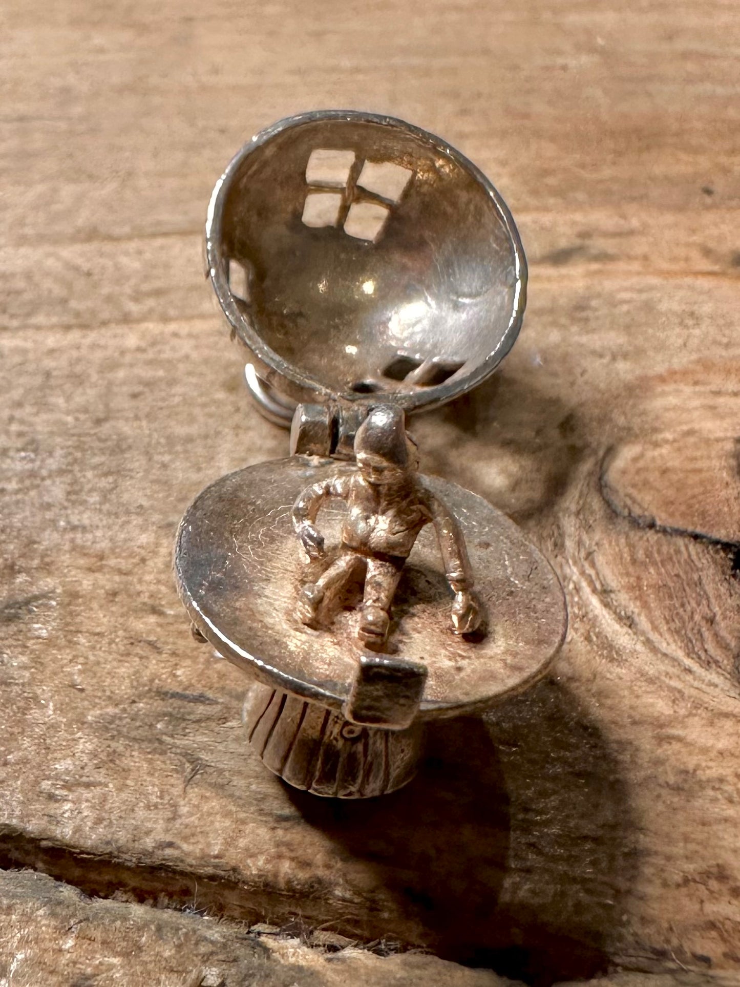 Vintage Articulated Mushroom House 925 Silver Charm Pendant