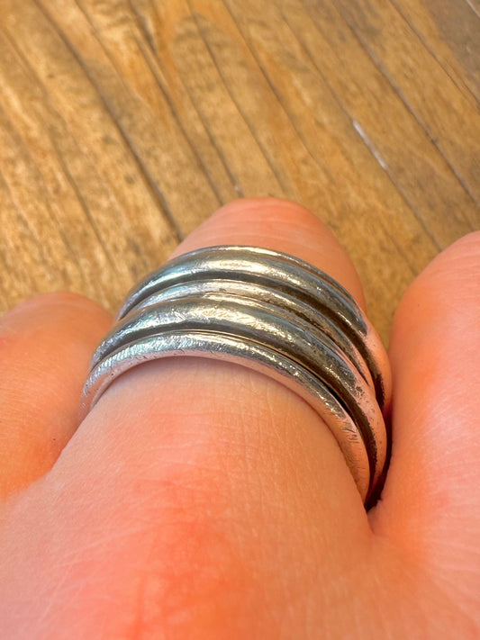 Chunky Double Spinner 925 Sterling Silver Size X Ring