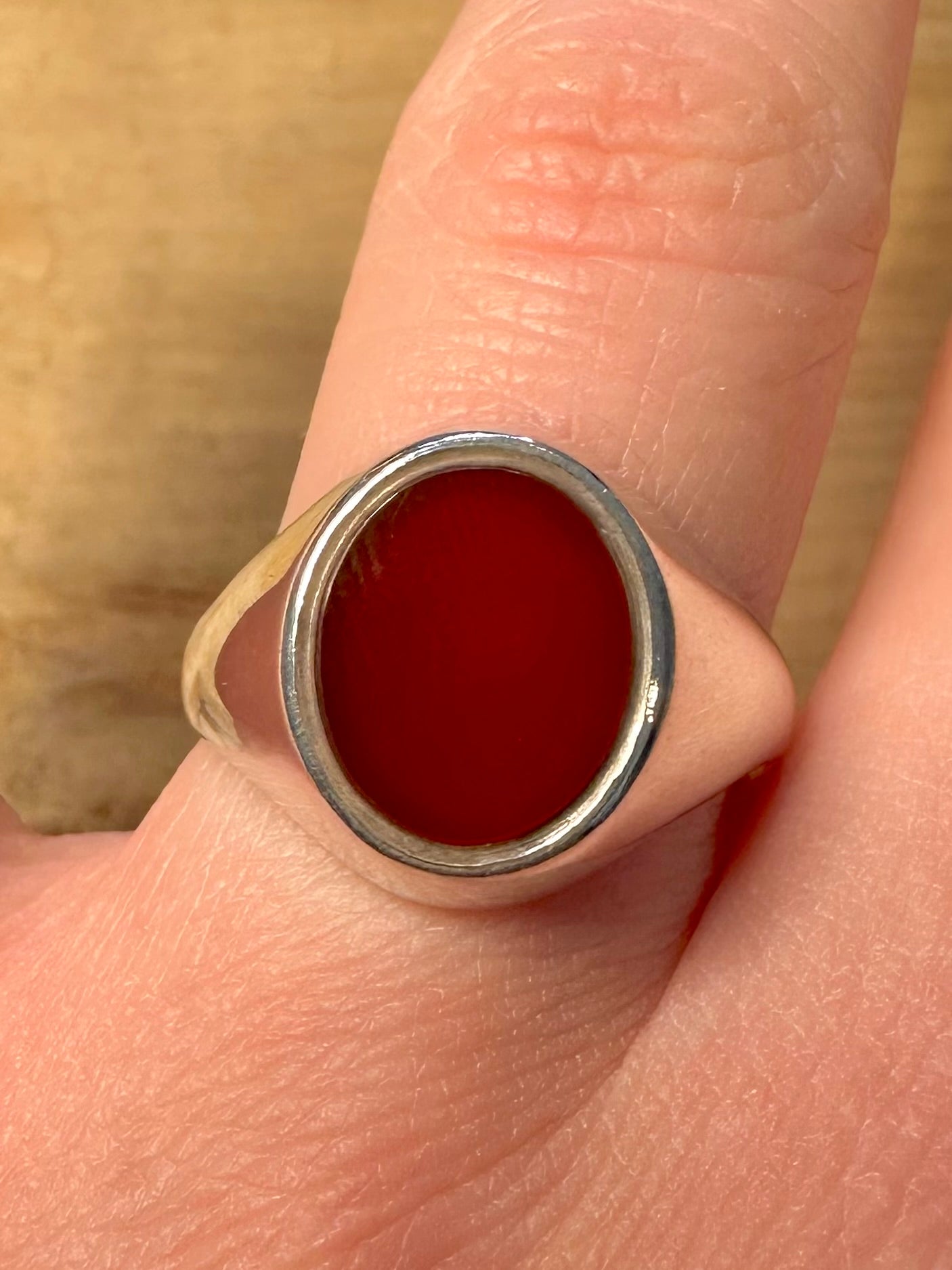 Vintage Carnelian Signet 925 Silver Size V1/2 Ring